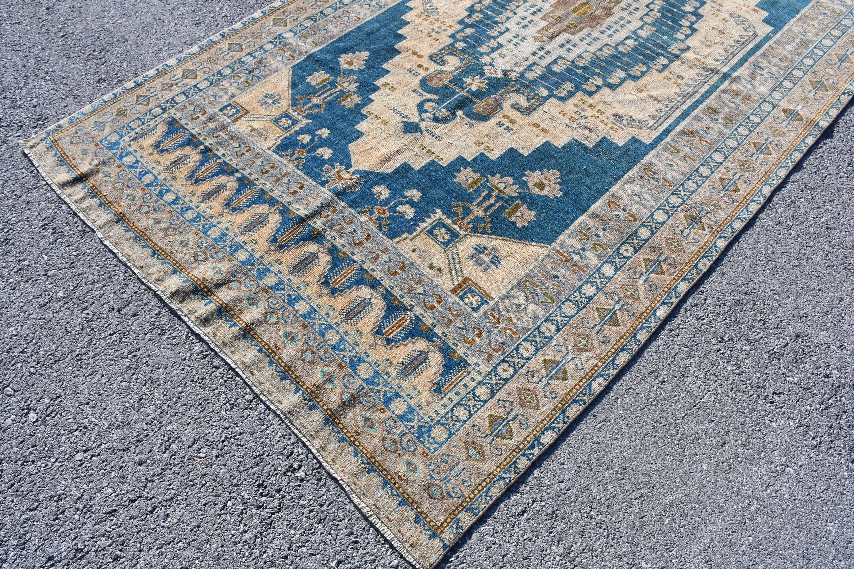 Vintage Halılar, Yemek Odası Halısı, Yer Halıları, Oturma Odası Halısı, Ev Dekor Halısı, Türk Halısı, Türkiye Halısı, 5.4x11 ft Büyük Halılar, Mavi Zemin Halısı