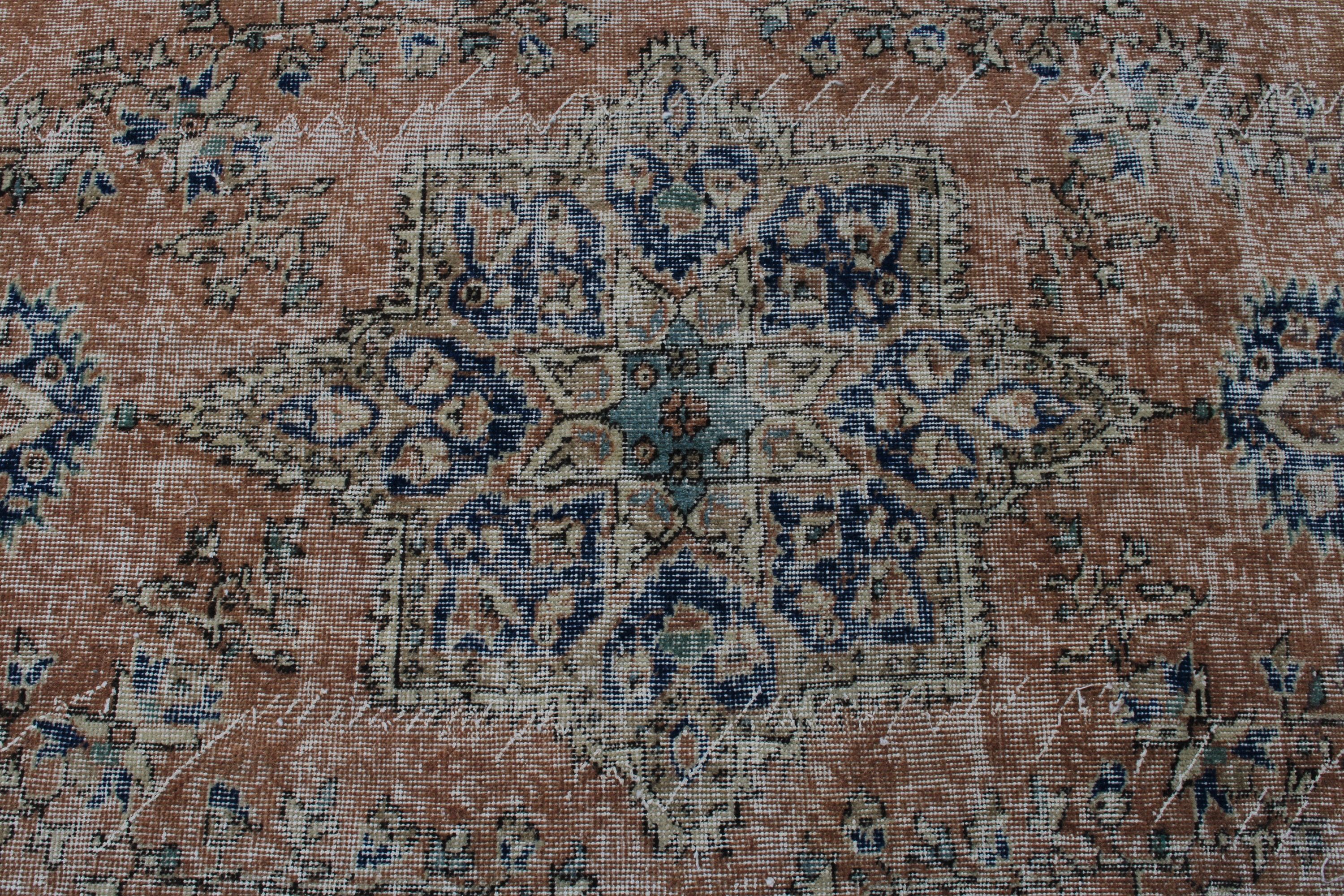 Oturma Odası Halısı, 5.2x8.4 ft Büyük Halı, Büyük Oushak Halıları, Vintage Halı, Boho Halısı, Mavi Fas Halıları, Türk Halısı, Oushak Halıları, Lüks Halı