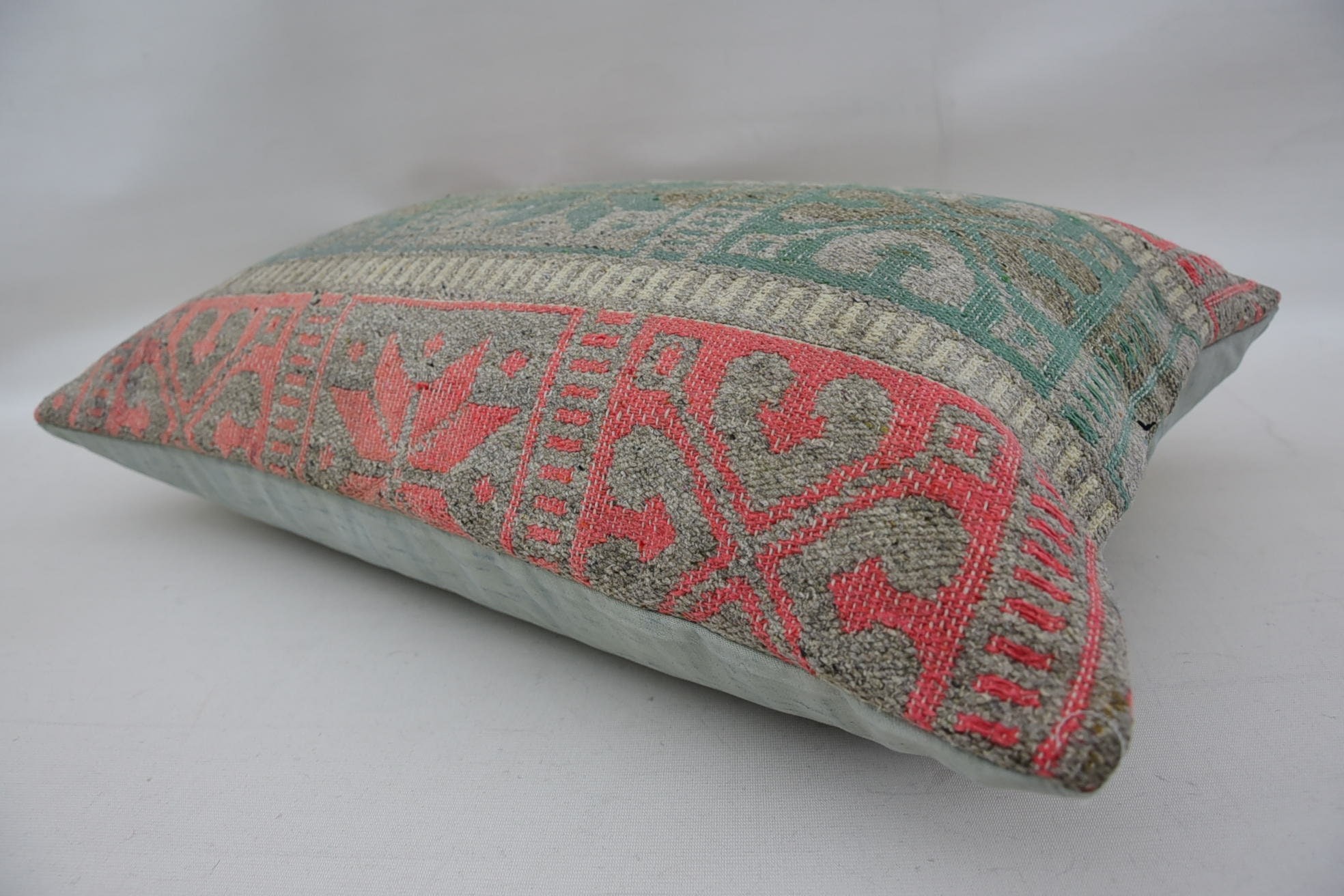 Southwestern Pillow, Turkish Kilim Pillow, Bed Pillow Sham, Gift Pillow, Throw Kilim Pillow, 16"x24" Green Cushion Cover