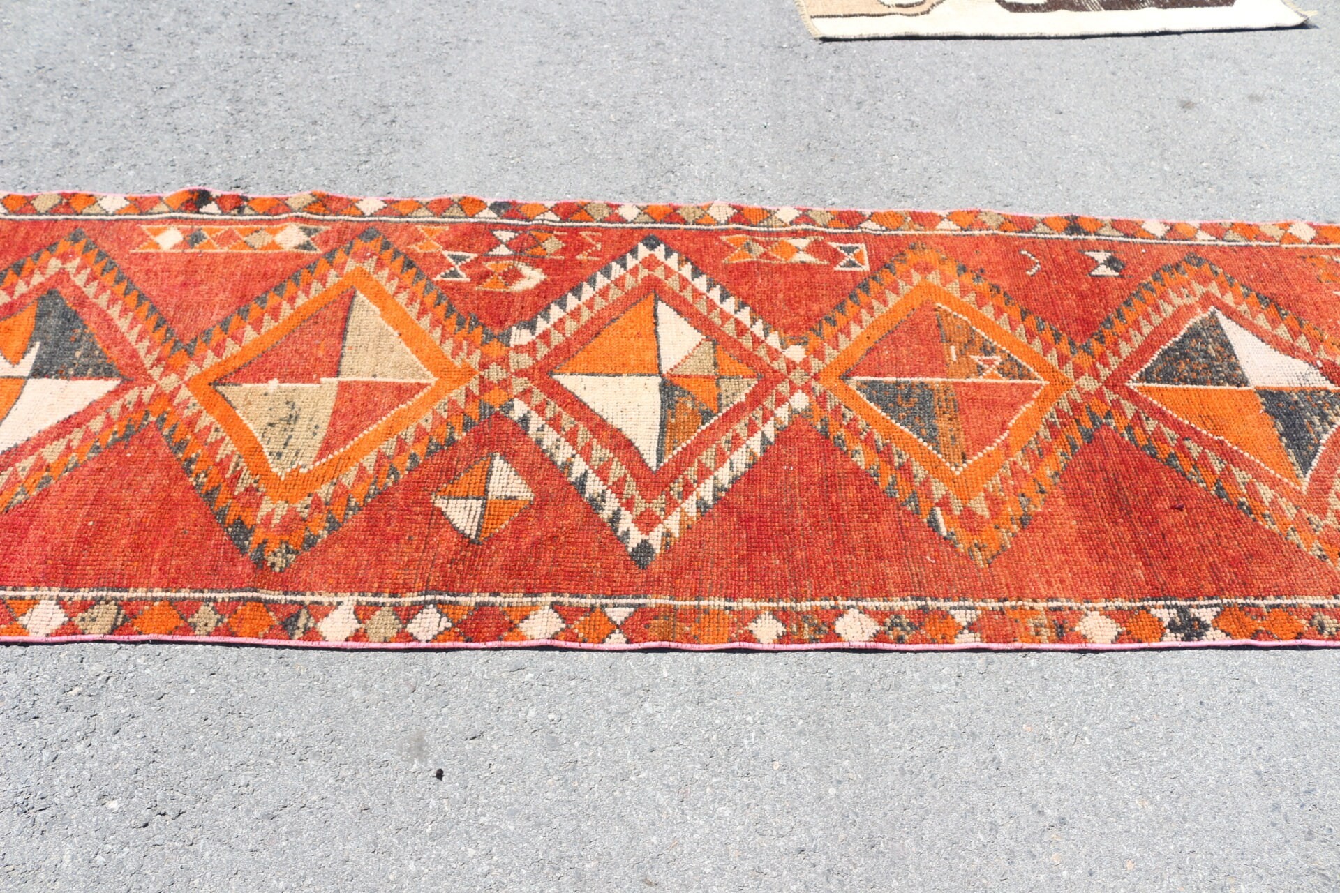 Turkish Rug, Antique Rug, Kitchen Rug, Hallway Rug, Wool Rugs, Cute Rug, Orange Home Decor Rug, Vintage Rugs, 3.1x10.5 ft Runner Rugs