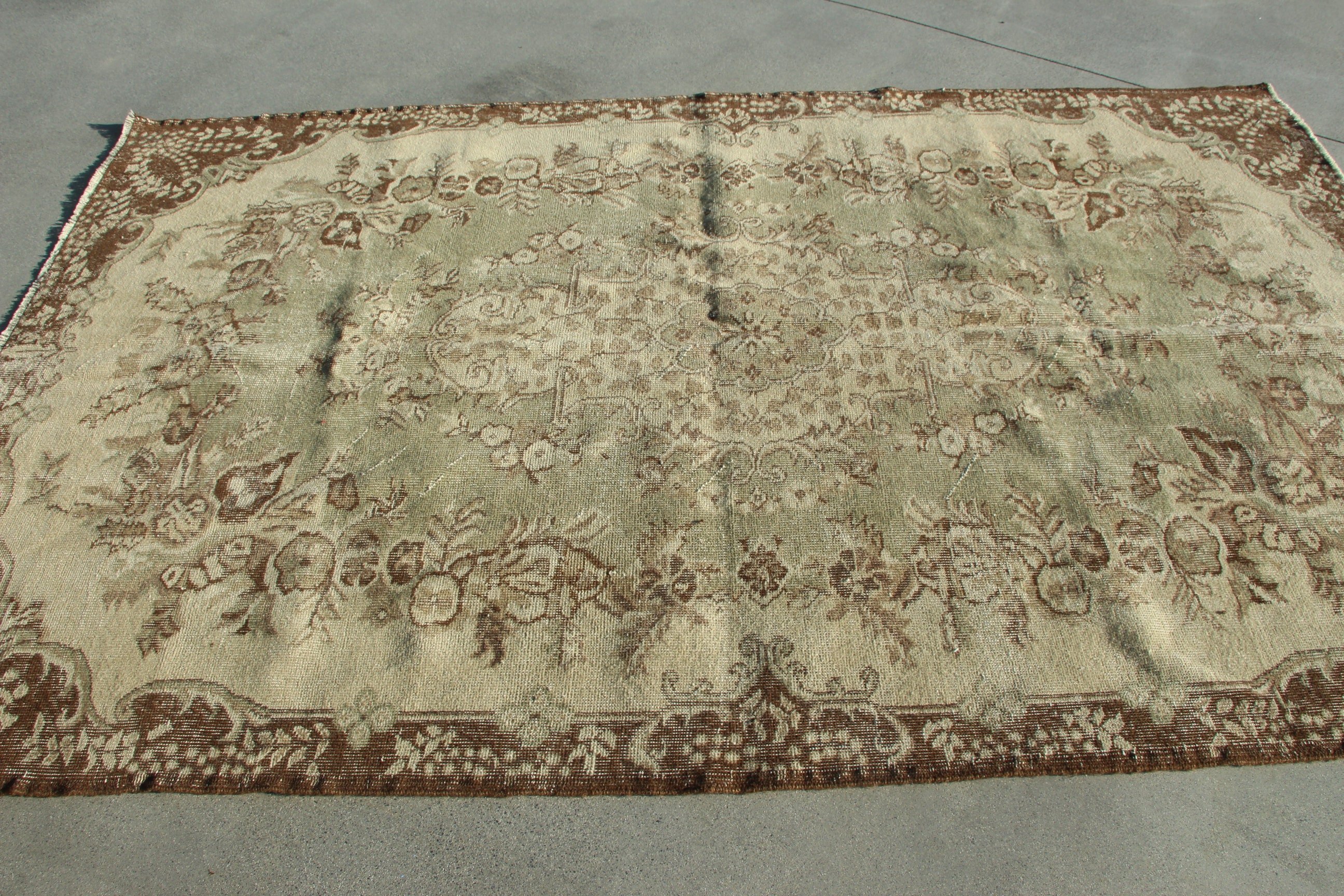 5.4x8.7 ft Büyük Halı, Türk Halısı, Salon Halısı, Kahverengi Lüks Halılar, Geometrik Halı, Yün Halı, Vintage Halı, Yer Halısı, Büyük Boho Halısı, Aztek Halısı