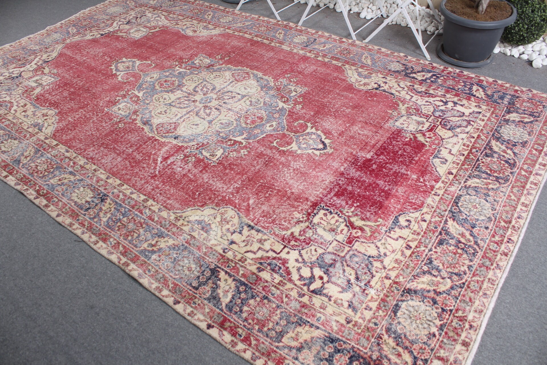 Ev Dekorasyonu Halıları, Oryantal Halı, Vintage Halılar, 6.6x10.9 ft Büyük Boy Halı, Retro Halı, Salon Halıları, Türk Halısı, Pembe Yün Halı, Salon Halısı