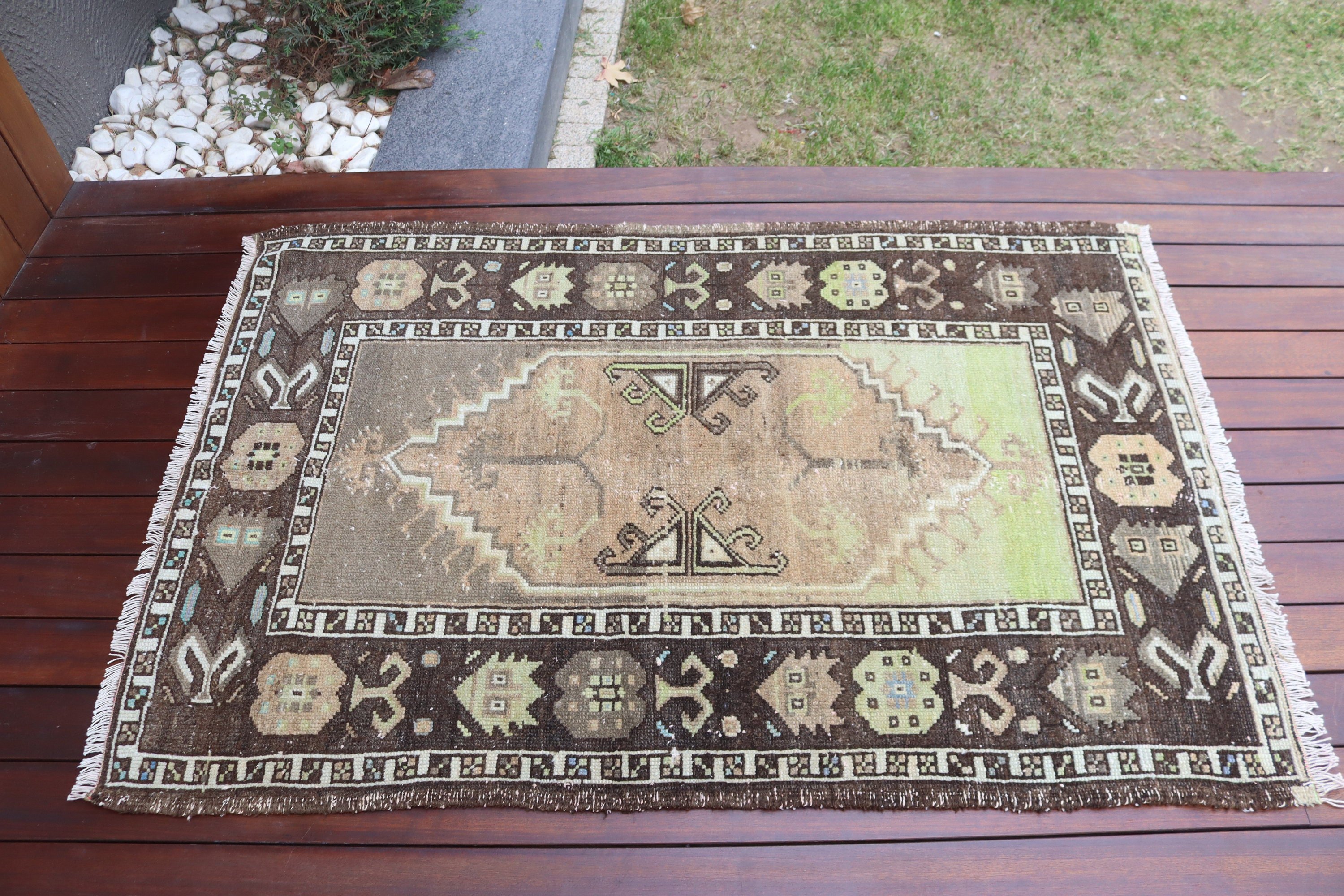 3.1x4.7 ft Small Rugs, Turkish Rug, Modern Rugs, Entry Rug, Brown Statement Rugs, Door Mat Rugs, Statement Rug, Vintage Rug, Exotic Rug