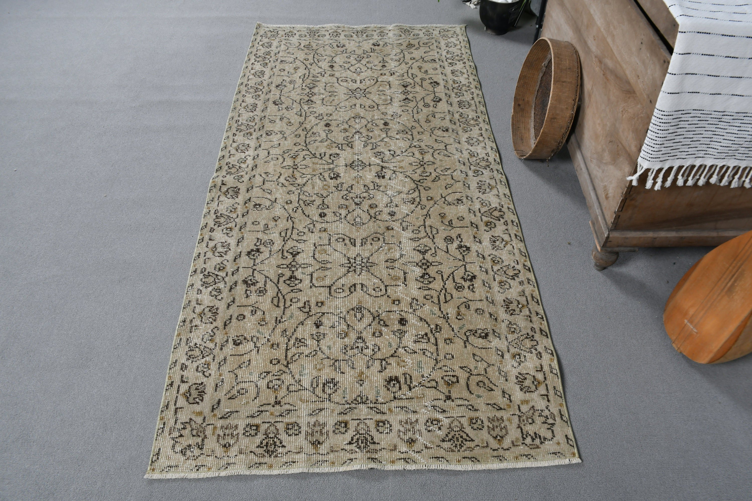 Antique Rug, Bedroom Rug, Cute Rug, Vintage Rug, Oushak Rug, Turkish Rugs, Nursery Rug, Beige Oriental Rugs, 3.1x6.6 ft Accent Rugs