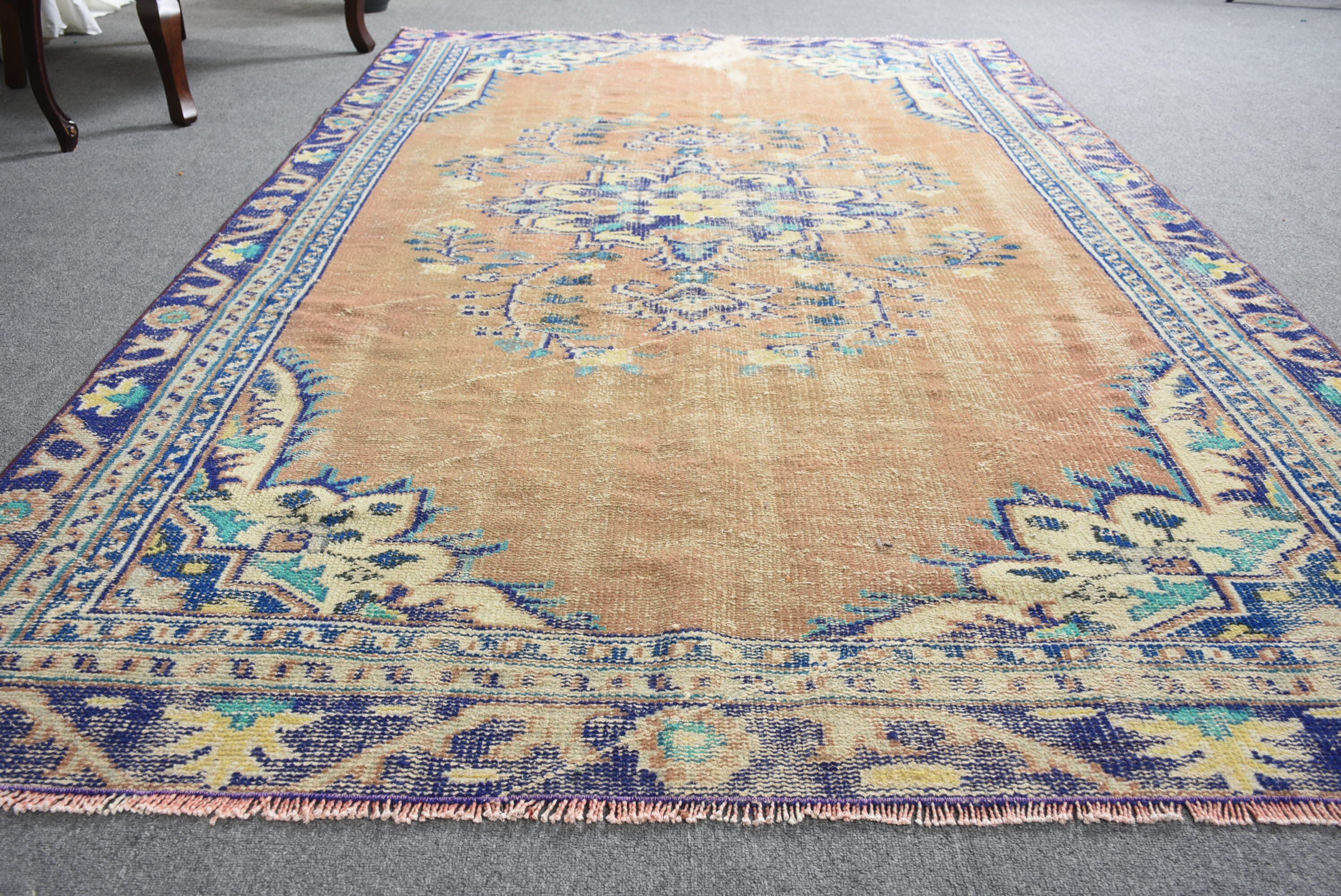 Vintage Rug, Brown Home Decor Rugs, Salon Rug, Turkish Rugs, 5.4x8.8 ft Large Rug, Pale Rug, Dining Room Rug, Kitchen Rugs