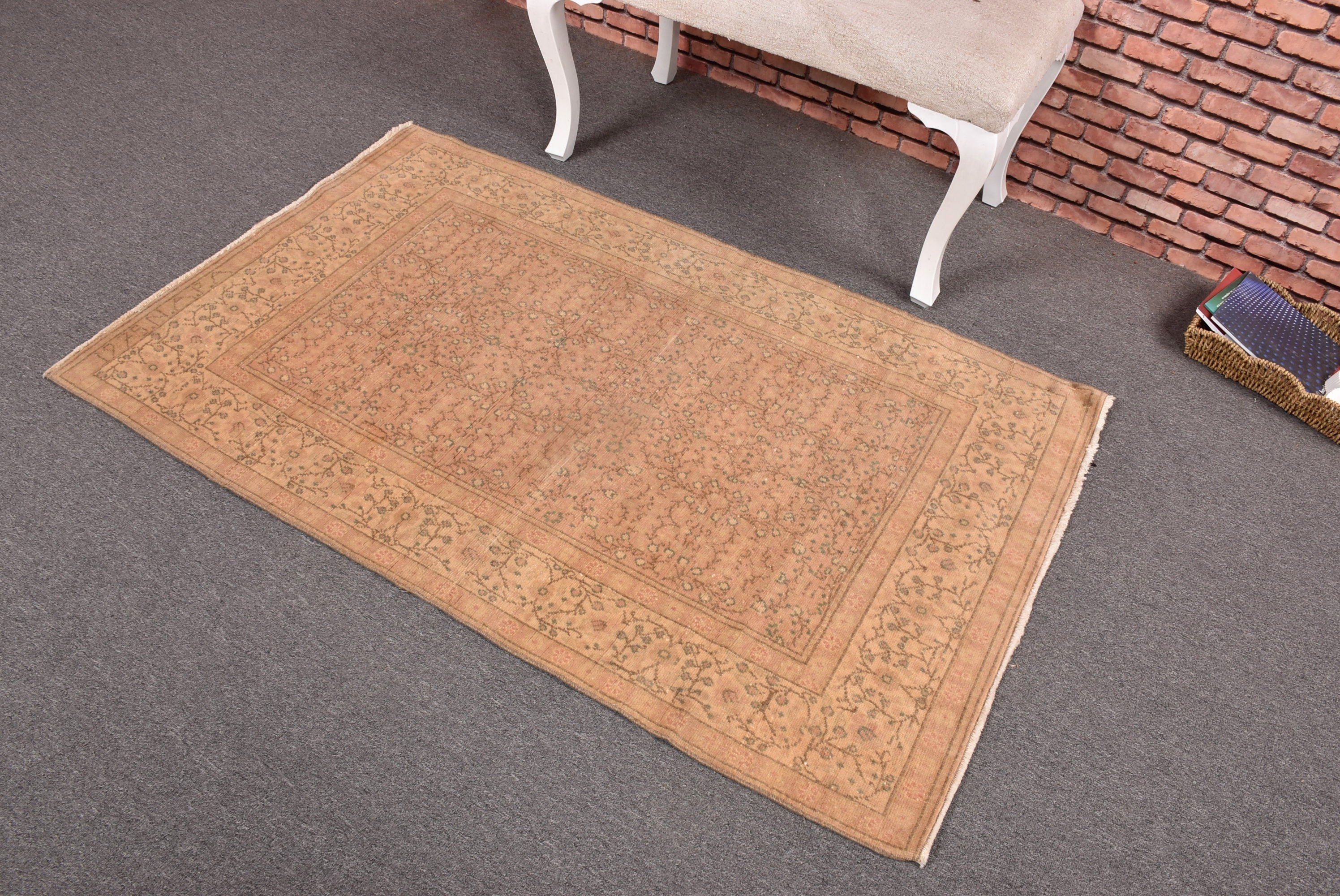 Boho Halıları, Aztek Halısı, Yatak Odası Halıları, Vintage Halı, Ev Dekorasyonu Halıları, 3,1x5 ft Vurgulu Halılar, Yatak Odası Halıları, Turuncu Oryantal Halılar, Türk Halısı