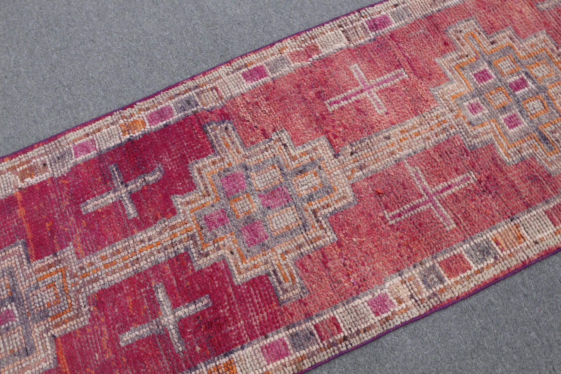 Cool Rug, Rugs for Kitchen, Cute Rug, 2.6x10 ft Runner Rugs, Turkish Rugs, Vintage Rugs, Purple Home Decor Rugs, Kitchen Rug
