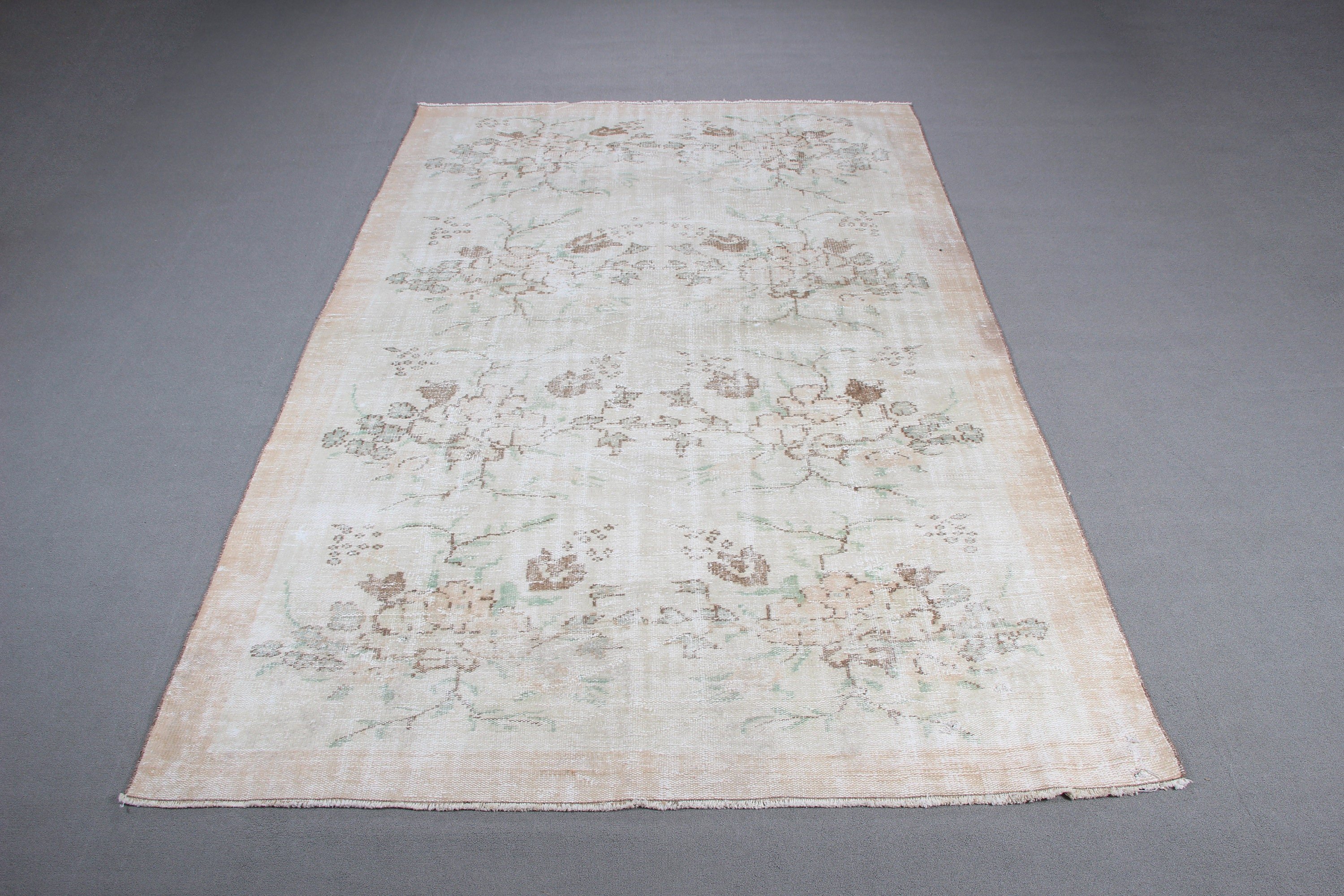 Office Rugs, Luxury Rugs, Oriental Rugs, 6.3x9.2 ft Large Rug, Turkish Rug, Salon Rugs, Bedroom Rug, Vintage Rugs, Green Cool Rugs