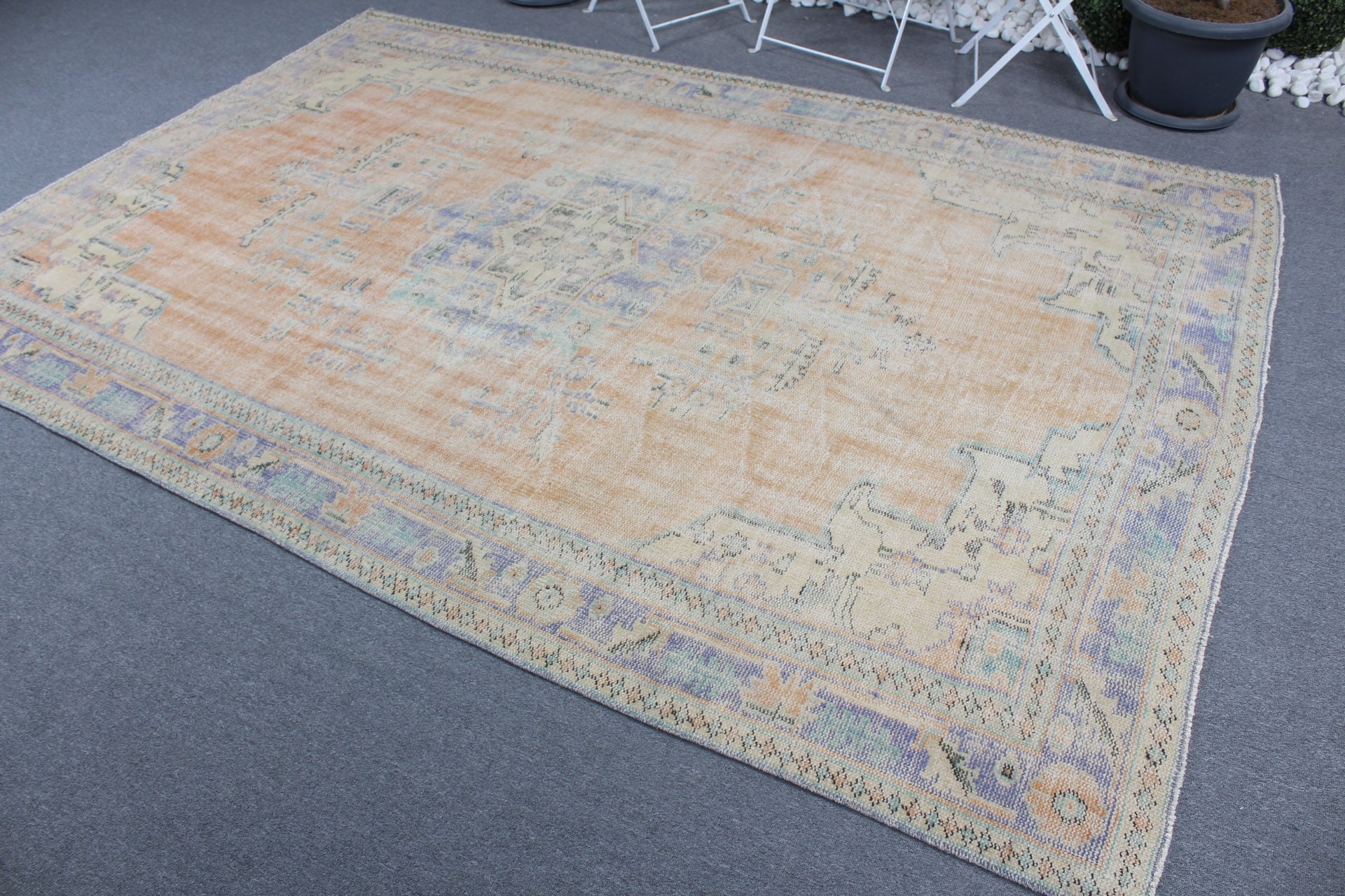 Orange Bedroom Rug, Oushak Rug, Dining Room Rug, 6.3x9.4 ft Large Rug, Turkish Rug, Rugs for Living Room, Moroccan Rugs, Vintage Rug