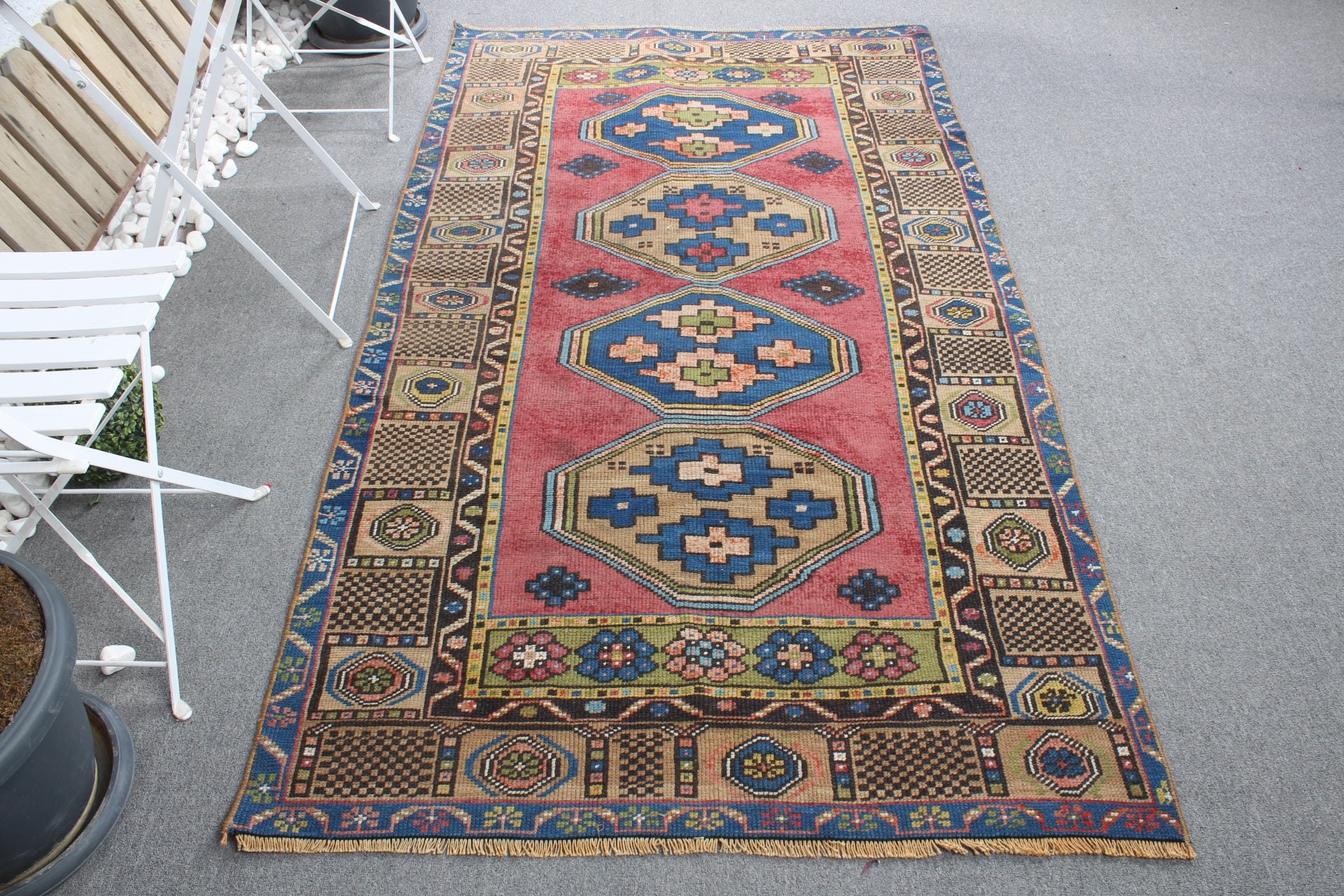 Oturma Odası Halıları, Parlak Halı, Kırmızı Yatak Odası Halısı, Yün Halılar, Oryantal Halı, Vintage Halı, 4x7,5 ft Alan Halısı, İç Mekan Halıları, Türk Halıları