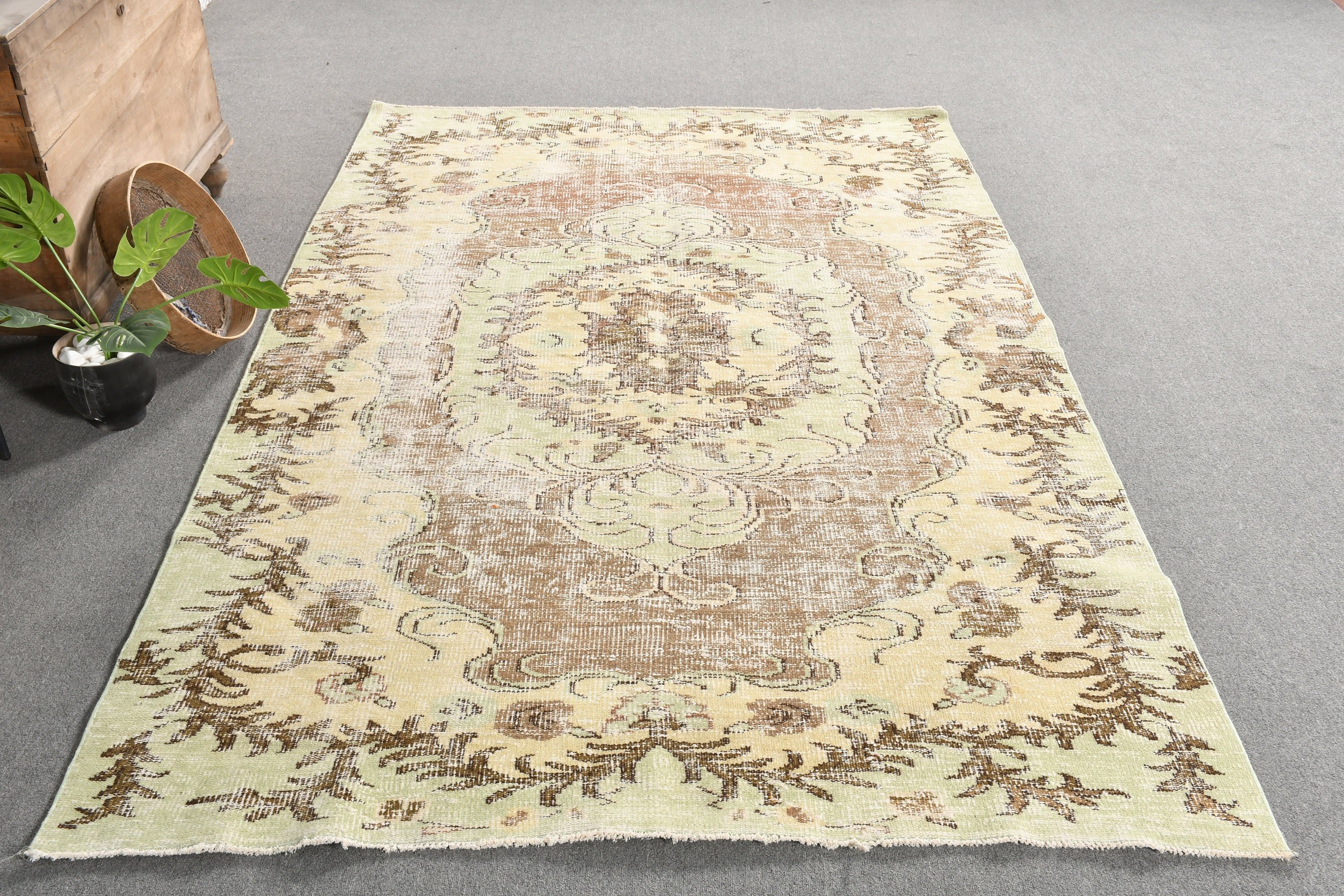 5.6x9 ft Large Rugs, Vintage Rug, Living Room Rug, Cool Rug, Bedroom Rugs, Aesthetic Rug, Green Home Decor Rug, Turkish Rug, Antique Rug