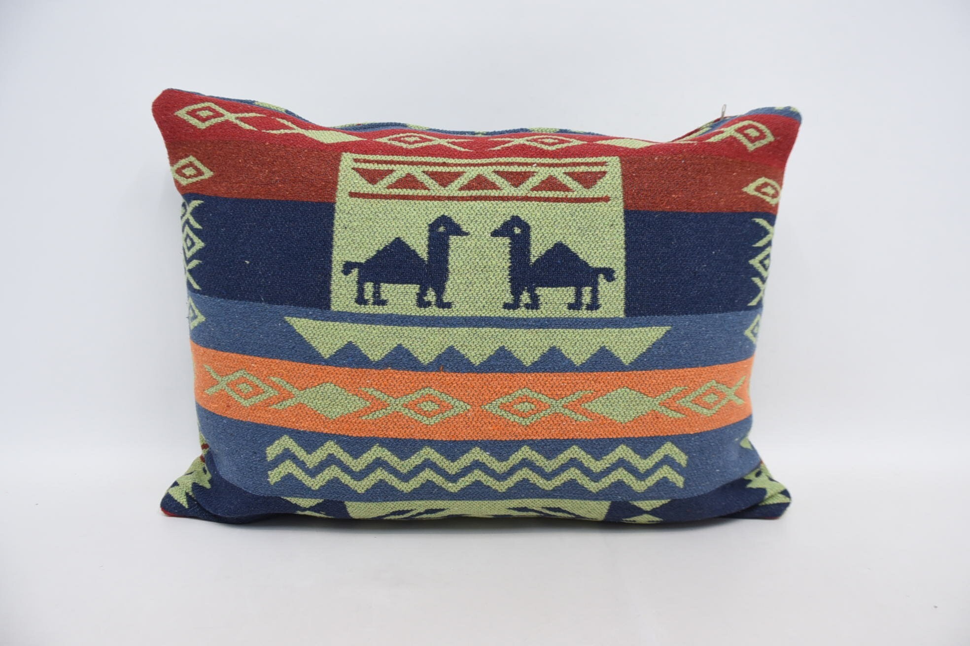 Vintage Kilim Pillow, Handmade Kilim Cushion, 20"x28" Blue Pillow Case, Decorative Throw Pillow Sham, Pet Pillow Case, Pillow for Sofa