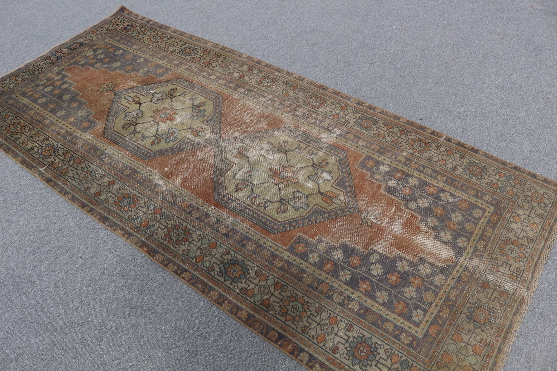 Bronze Bedroom Rug, Antique Rug, Wool Rug, Rugs for Nursery, Vintage Rug, 3.7x8.2 ft Area Rugs, Kitchen Rugs, Turkish Rug, Indoor Rugs