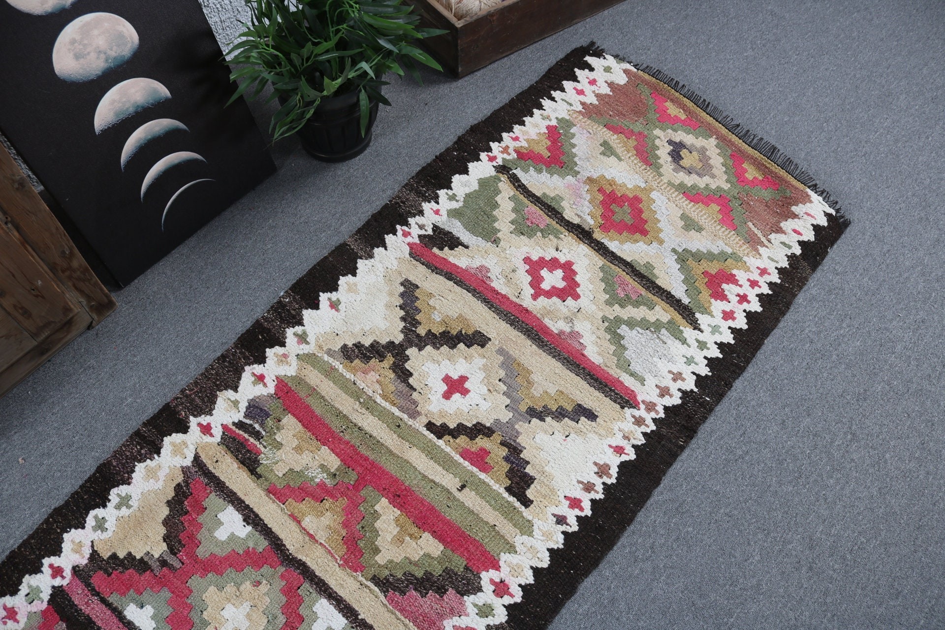 Wool Rug Runner Rugs, Kitchen Rugs, Geometric Rug, 2.3x8.5 ft Runner Rug, Vintage Rugs, Turkish Rugs, Moroccan Rug, Beige Handwoven Rugs