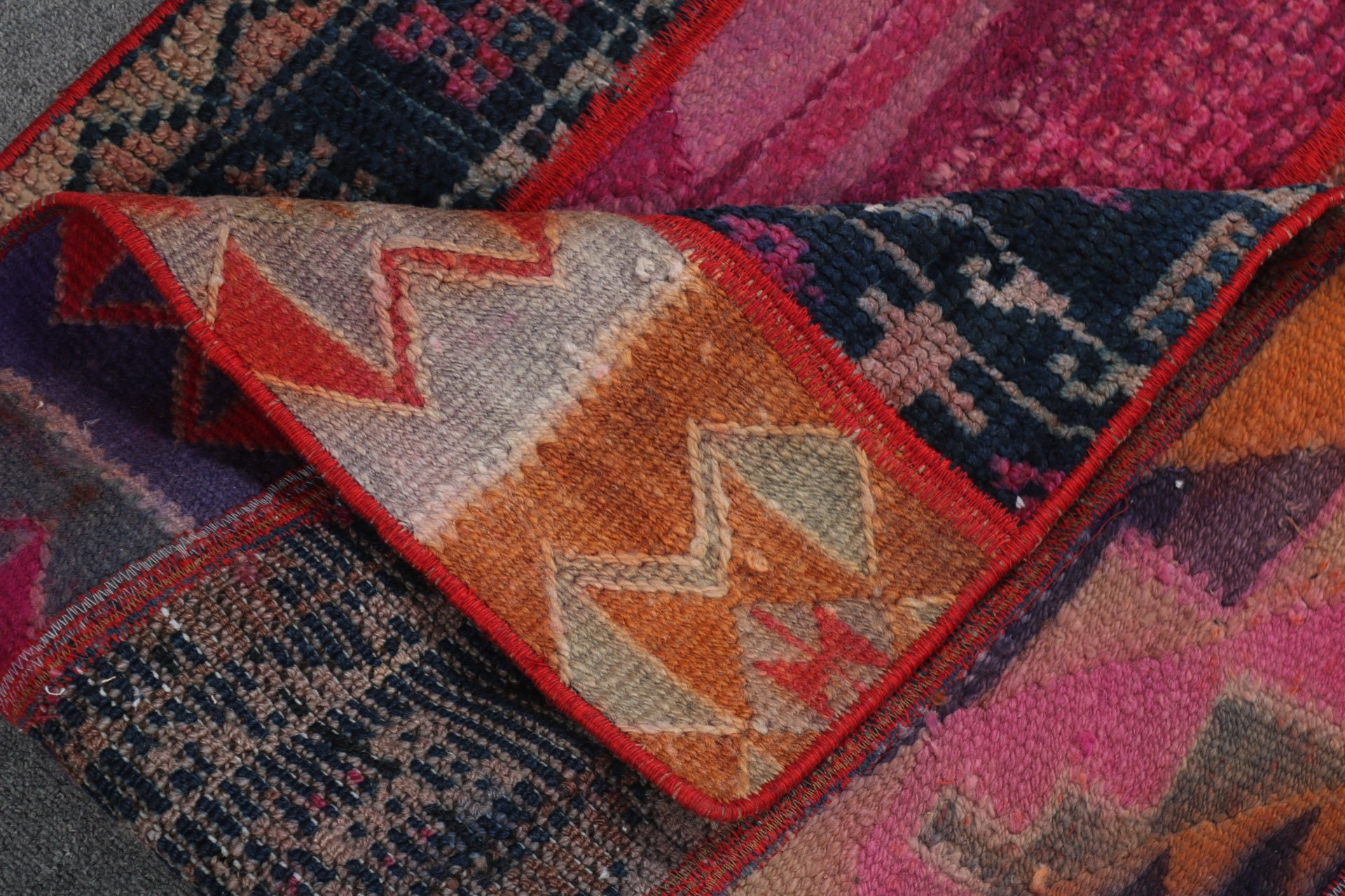 Kapı Paspas Halıları, Küçük Vintage Halılar, Geometrik Halılar, Pembe Yatak Odası Halıları, 1.8x3.9 ft Küçük Halı, Türk Halısı, Vintage Halı