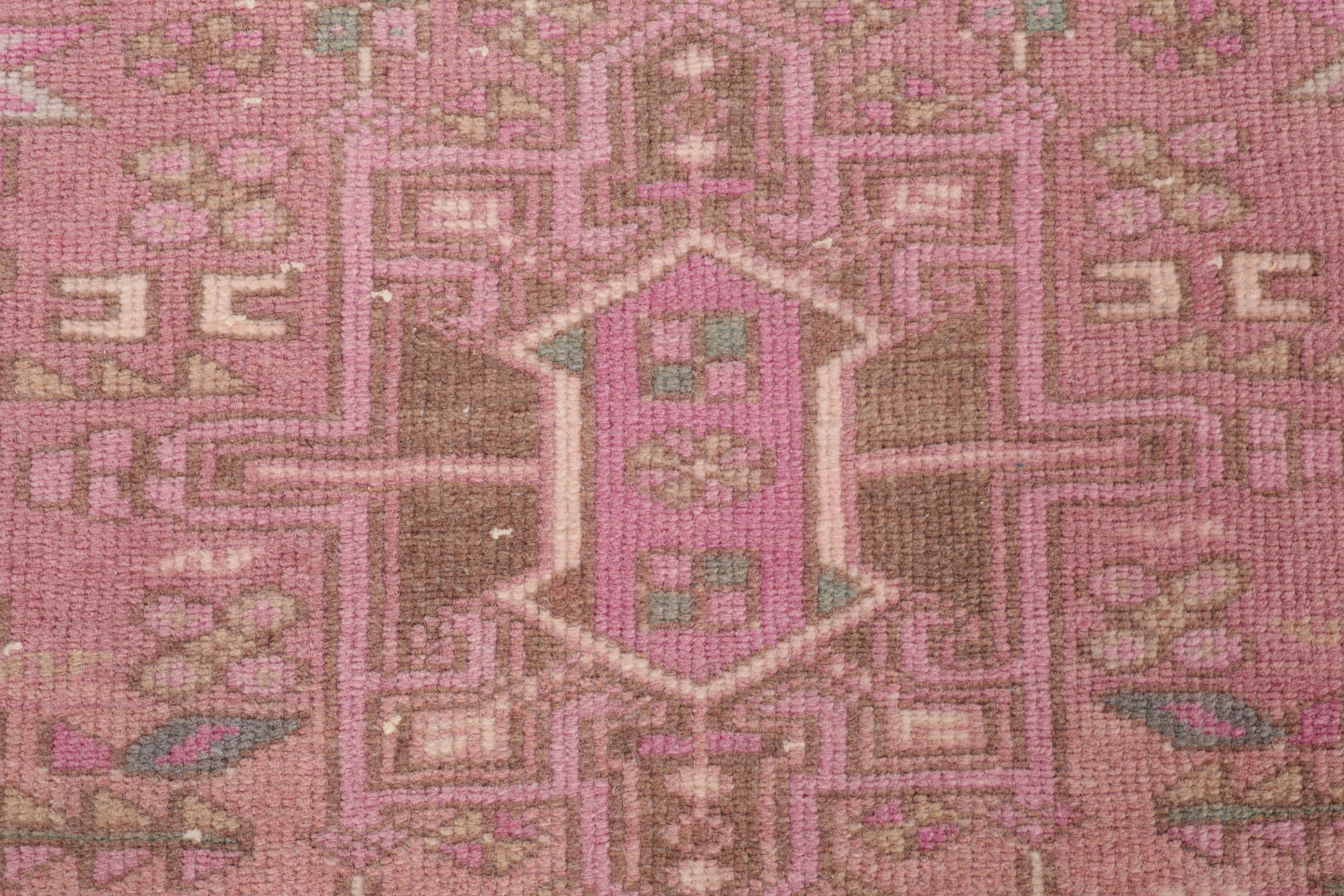 Turkish Rugs, Vintage Rug, Kitchen Rugs, Luxury Rugs, Rugs for Corridor, Aztec Rug, Pink Wool Rugs, Hallway Rug, 3.2x12.5 ft Runner Rug