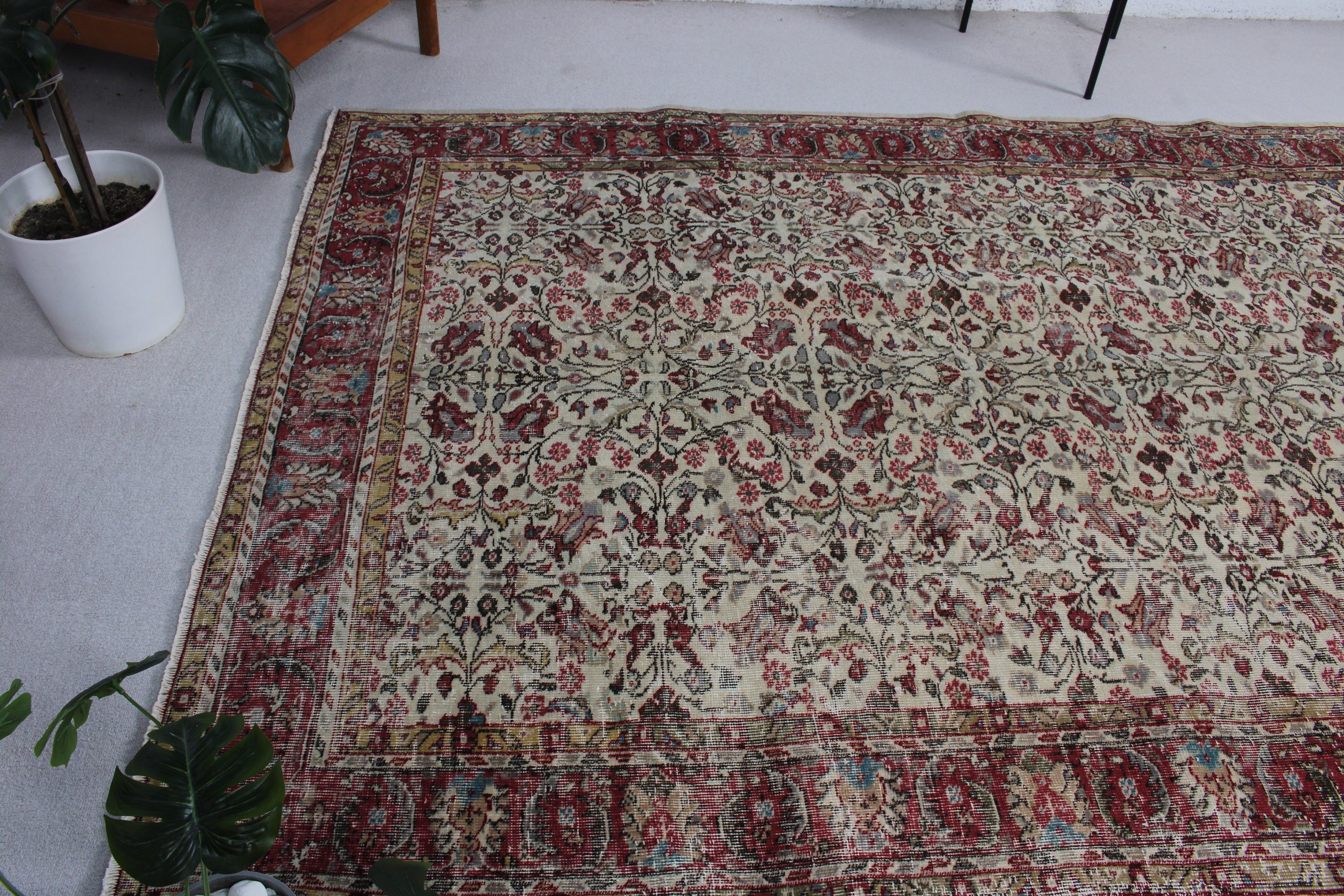 Oturma Odası Halıları, 5.7x9.4 ft Büyük Halı, Anadolu Halıları, Büyük Vintage Halı, Bej Lüks Halılar, Vintage Halılar, Oushak Halısı, Türk Halısı