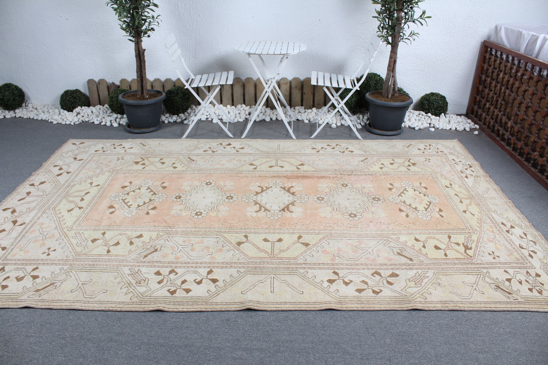 Turkish Rug, Saloon Rugs, Cute Rugs, Vintage Rug, Beige Oriental Rug, Bedroom Rug, 6.8x10.6 ft Oversize Rugs, Dining Room Rug, Kitchen Rugs