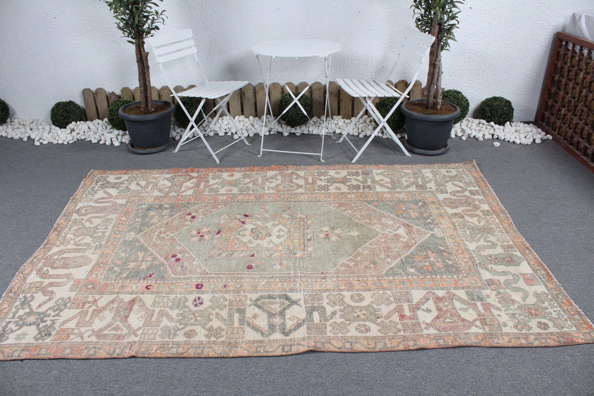 5.5x8.2 ft Large Rug, Floor Rugs, Dining Room Rug, Turkish Rugs, Anatolian Rugs, Green Anatolian Rugs, Salon Rugs, Vintage Rug, Old Rug