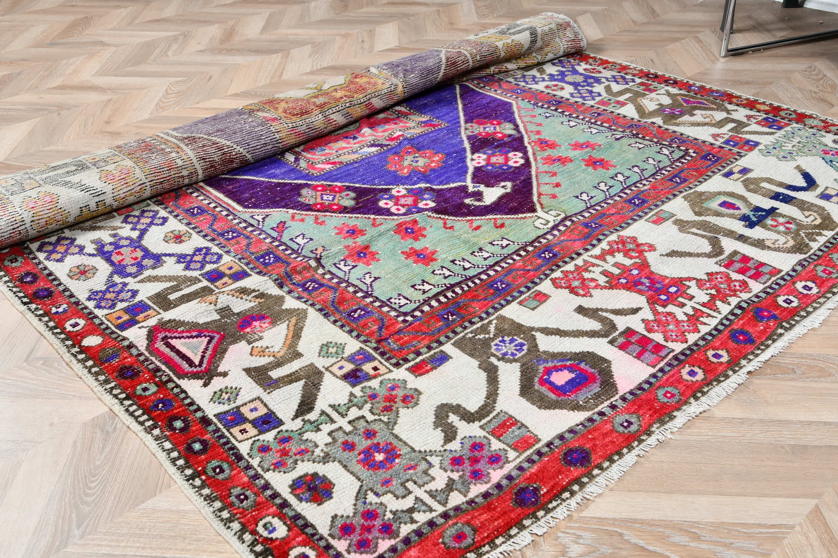 Vintage Rugs, Purple Home Decor Rug, Turkish Rug, Living Room Rugs, Art Rug, Bedroom Rug, 5.9x8.6 ft Large Rug, Anatolian Rug