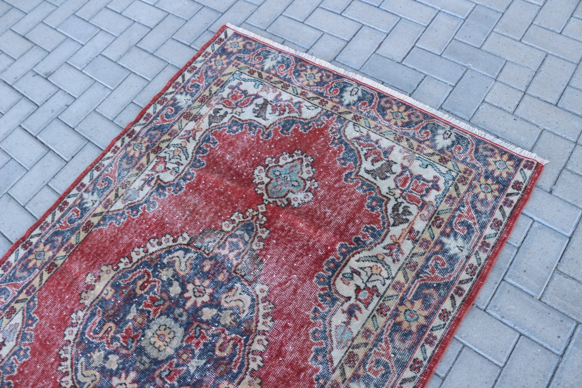 Vintage Decor Rug, Cool Rugs, Dining Room Rugs, Turkish Rug, Bedroom Rug, Red  4x6.6 ft Area Rugs, Moroccan Rugs, Vintage Rug