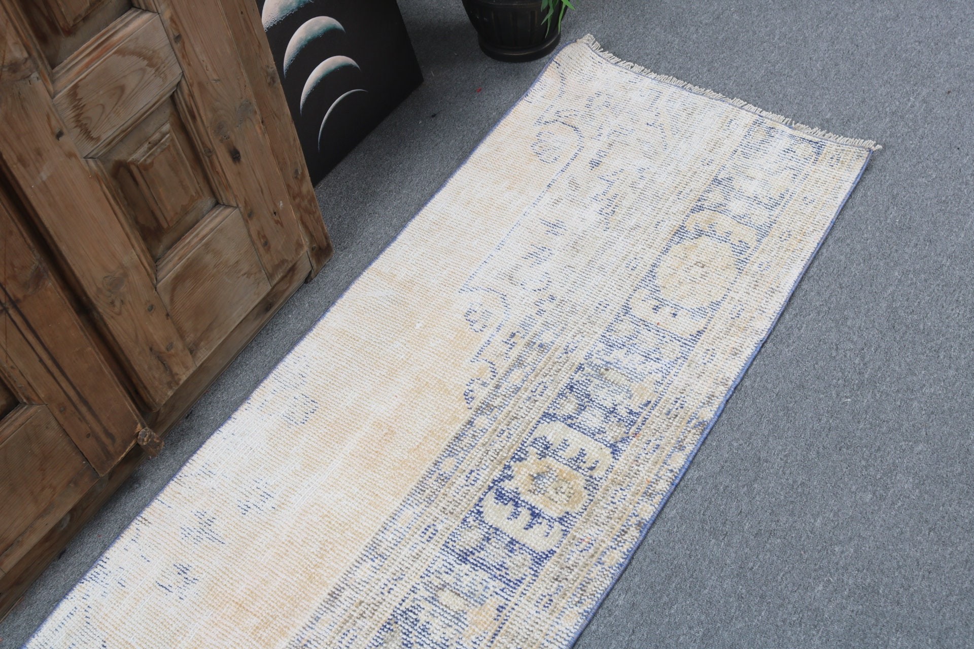 1.9x7 ft Runner Rugs, Turkish Rugs, Stair Rug, Vintage Rugs, Hallway Rugs, Rugs for Vintage Runner, Boho Rugs, Wool Rug, Beige Oushak Rug