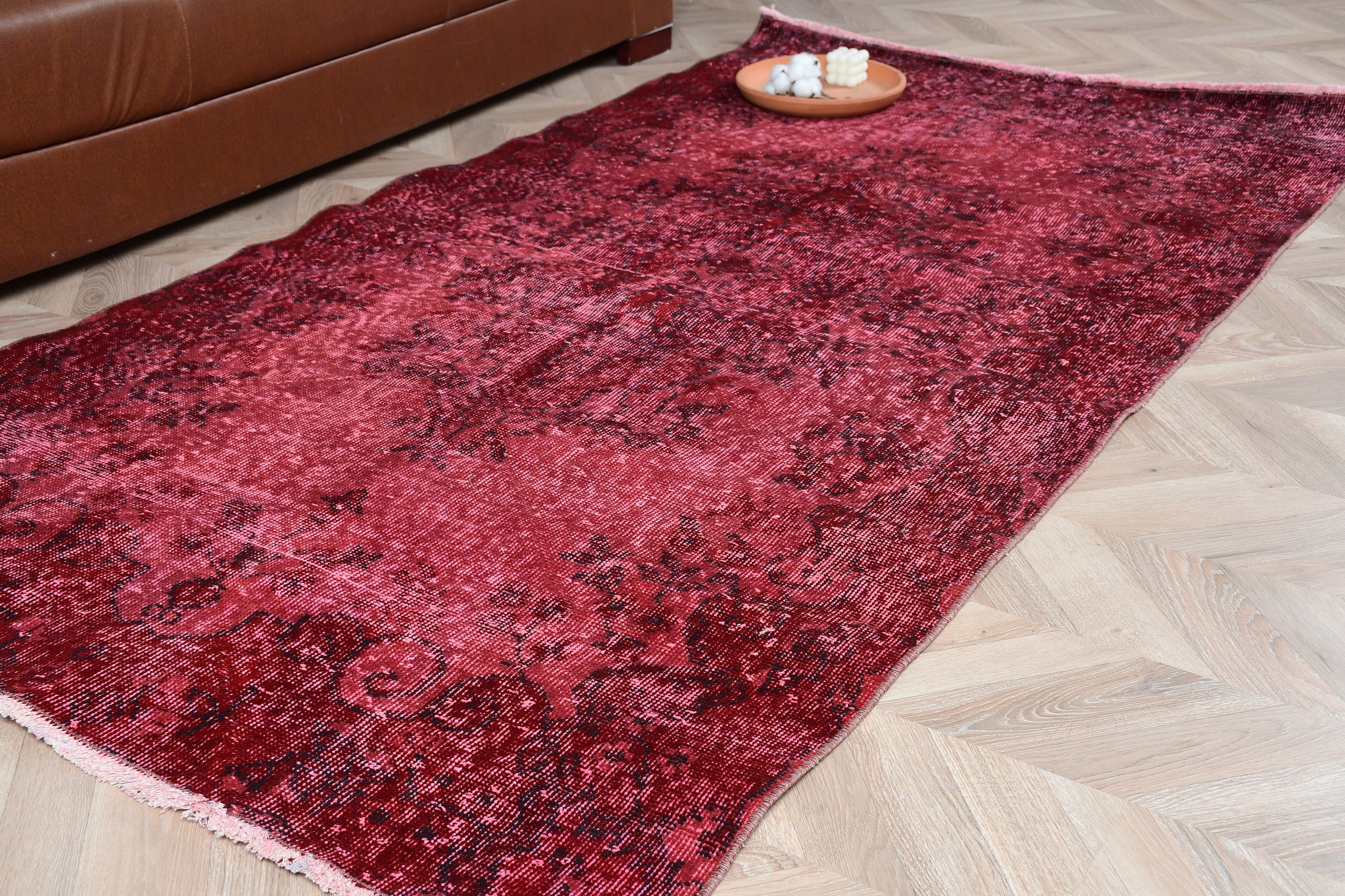 Flatweave Rug, Floor Rugs, Vintage Rugs, 3.9x7.5 ft Area Rug, Turkish Rugs, Kitchen Rugs, Red Wool Rug, Moroccan Rug, Rugs for Living Room