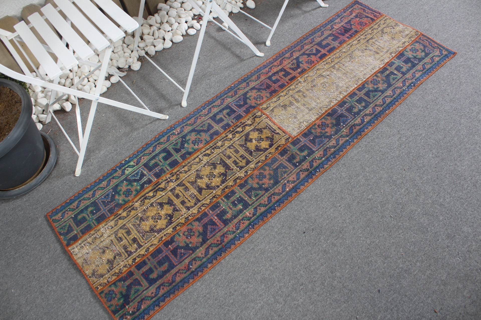 Mavi Oryantal Halı, 1.9x5.8 ft Runner Halıları, Oushak Halısı, Vintage Halılar, Koridor Halısı, Koridor Halısı, Oryantal Halısı, Kabile Halıları, Türk Halısı