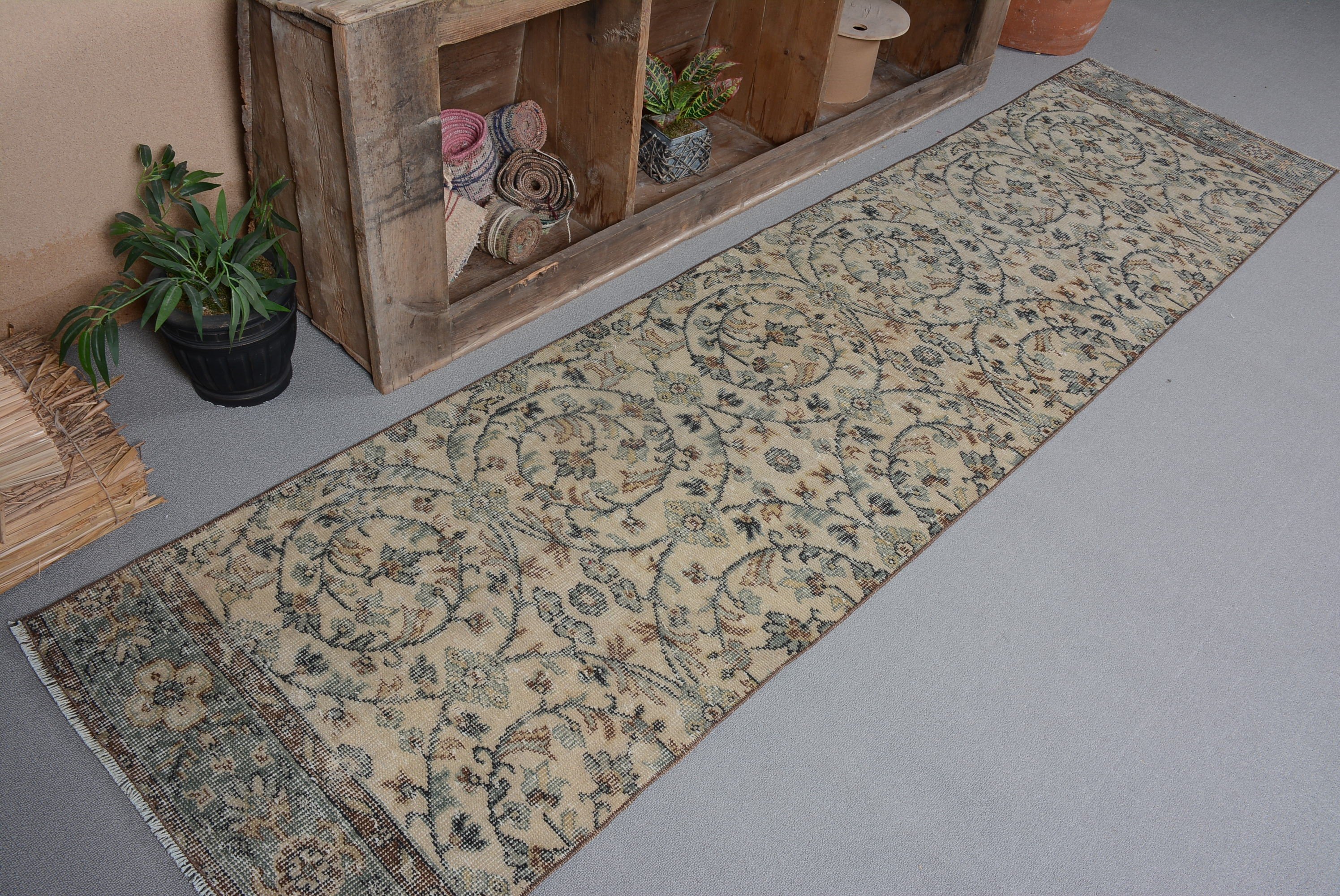 Sanat Halısı, Anadolu Halısı, Vintage Halılar, 2.4x9.4 ft Runner Halısı, Koridor Halıları, Antika Halı, Türk Halıları, Mutfak Halıları, Yeşil Oryantal Halı