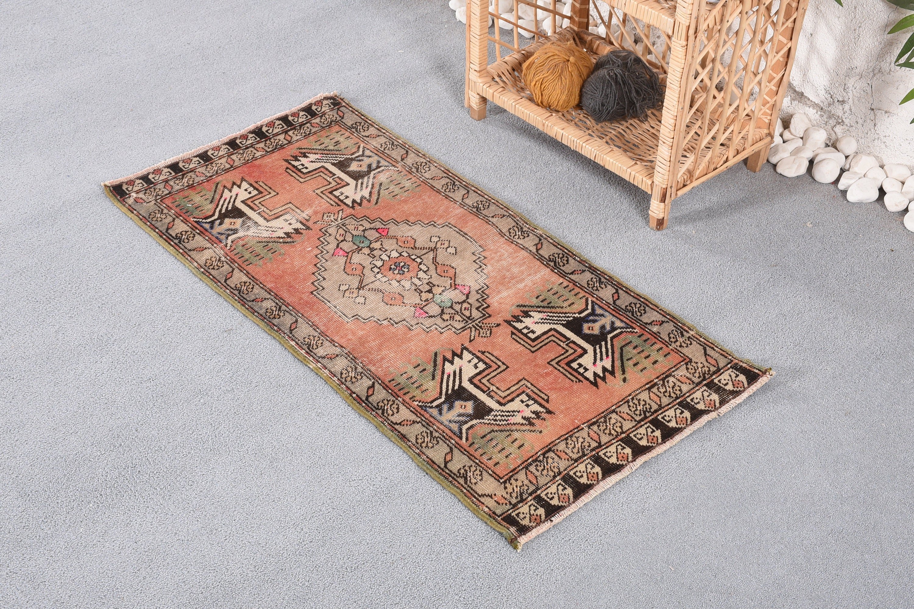 Brown Oriental Rugs, Kitchen Rugs, Anatolian Rug, Vintage Rug, Turkish Rug, 1.7x3.4 ft Small Rugs, Boho Rug, Door Mat Rug