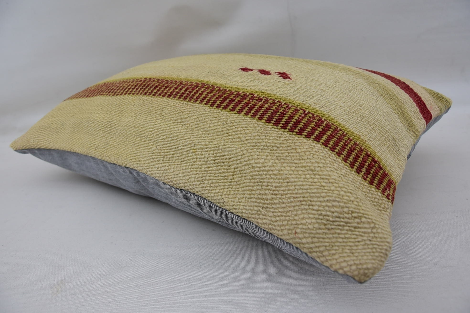 Office Chair Pillow, Ethnical Kilim Rug Pillow, Vintage Kilim Pillow, Interior Designer Pillow, 16"x24" Beige Pillow Cover