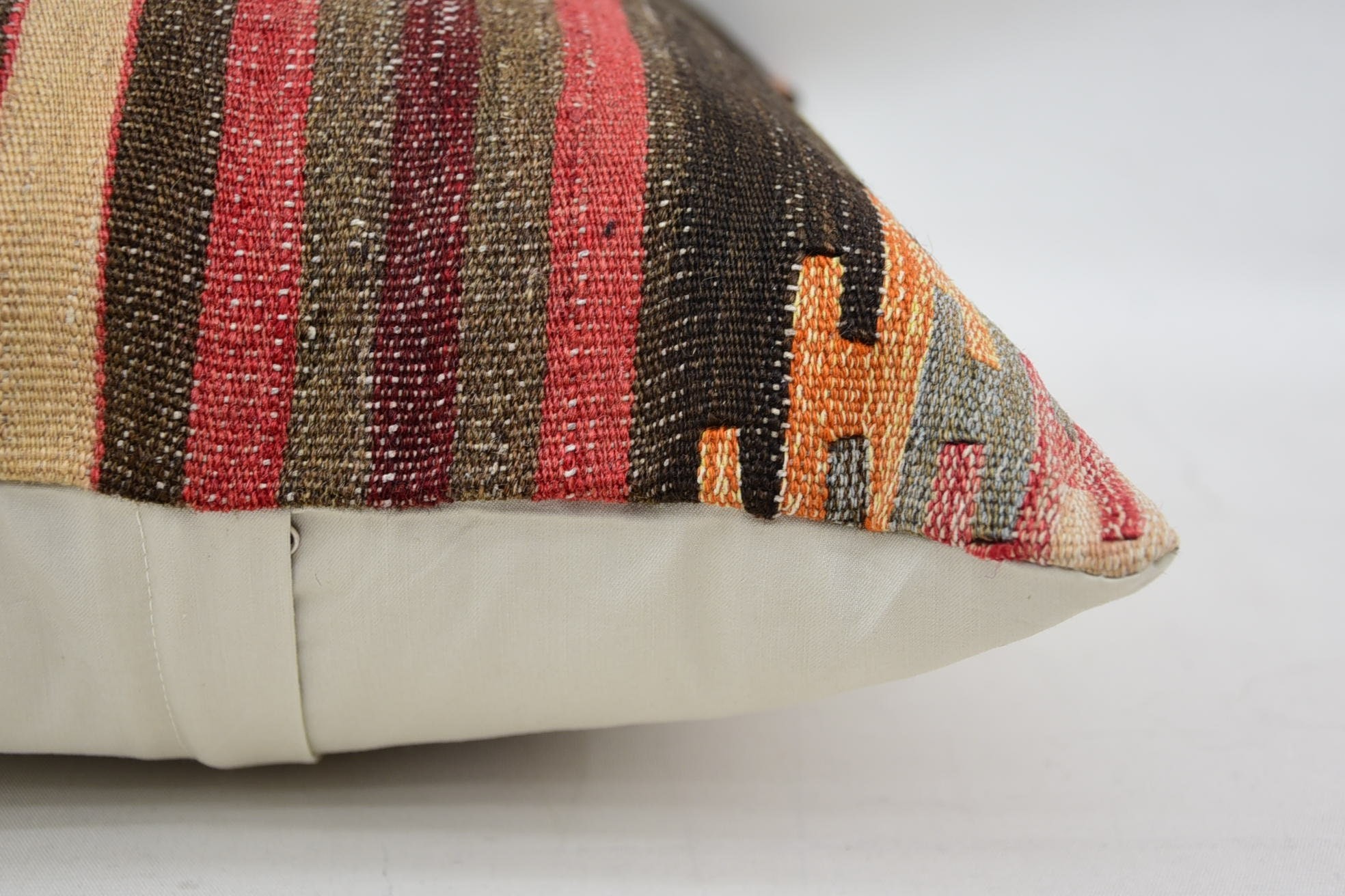 Handmade Kilim Cushion, Handmade Throw Pillow Cover, Antique Pillows, Kilim Pillow, Chair Cushion, 16"x24" Brown Pillow Case