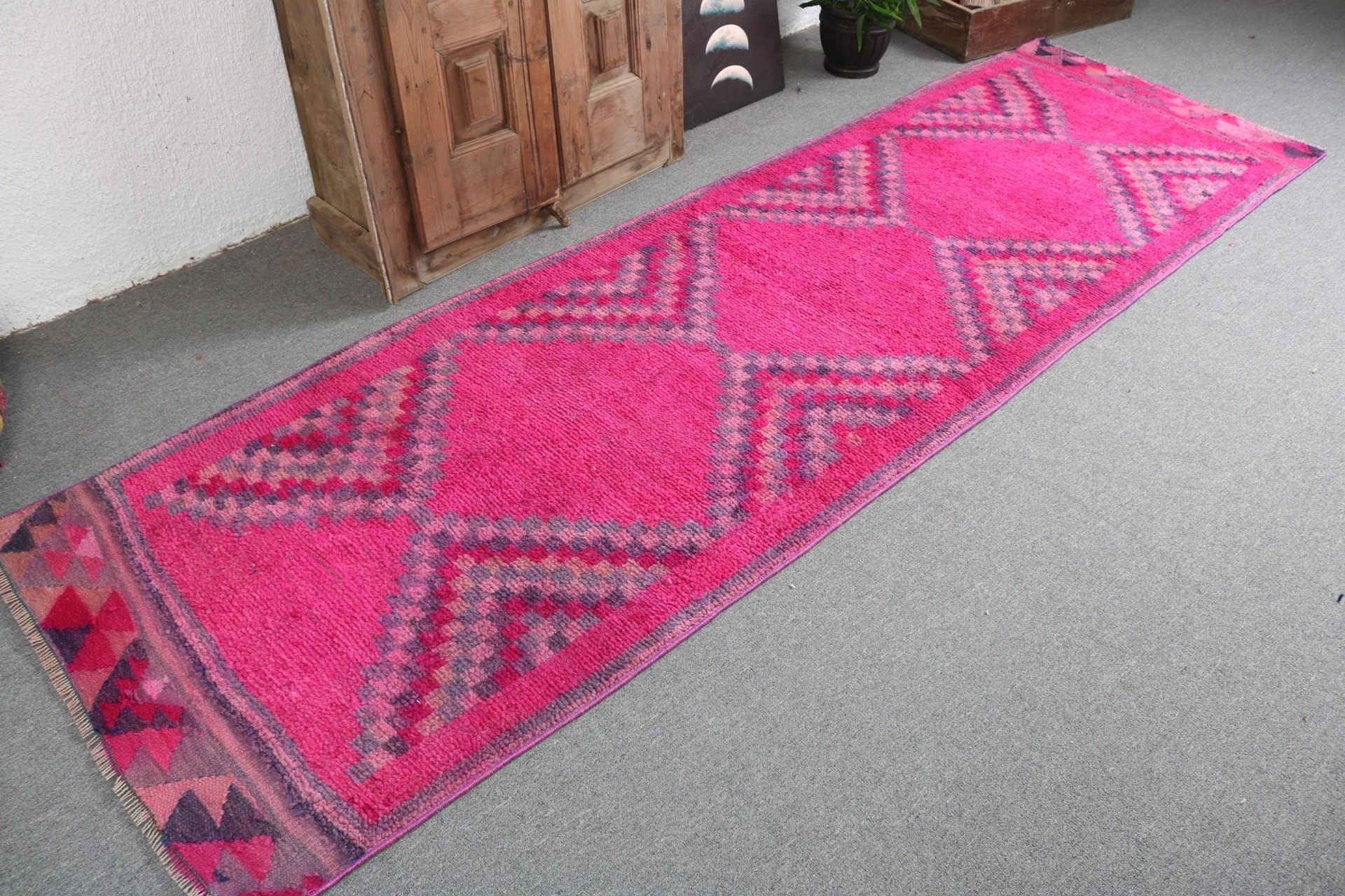 Pink Luxury Rug, Vintage Runner Rugs, 3.1x9.7 ft Runner Rugs, Organic Rug, Turkish Rugs, Home Decor Rugs, Vintage Rug, Antique Rugs