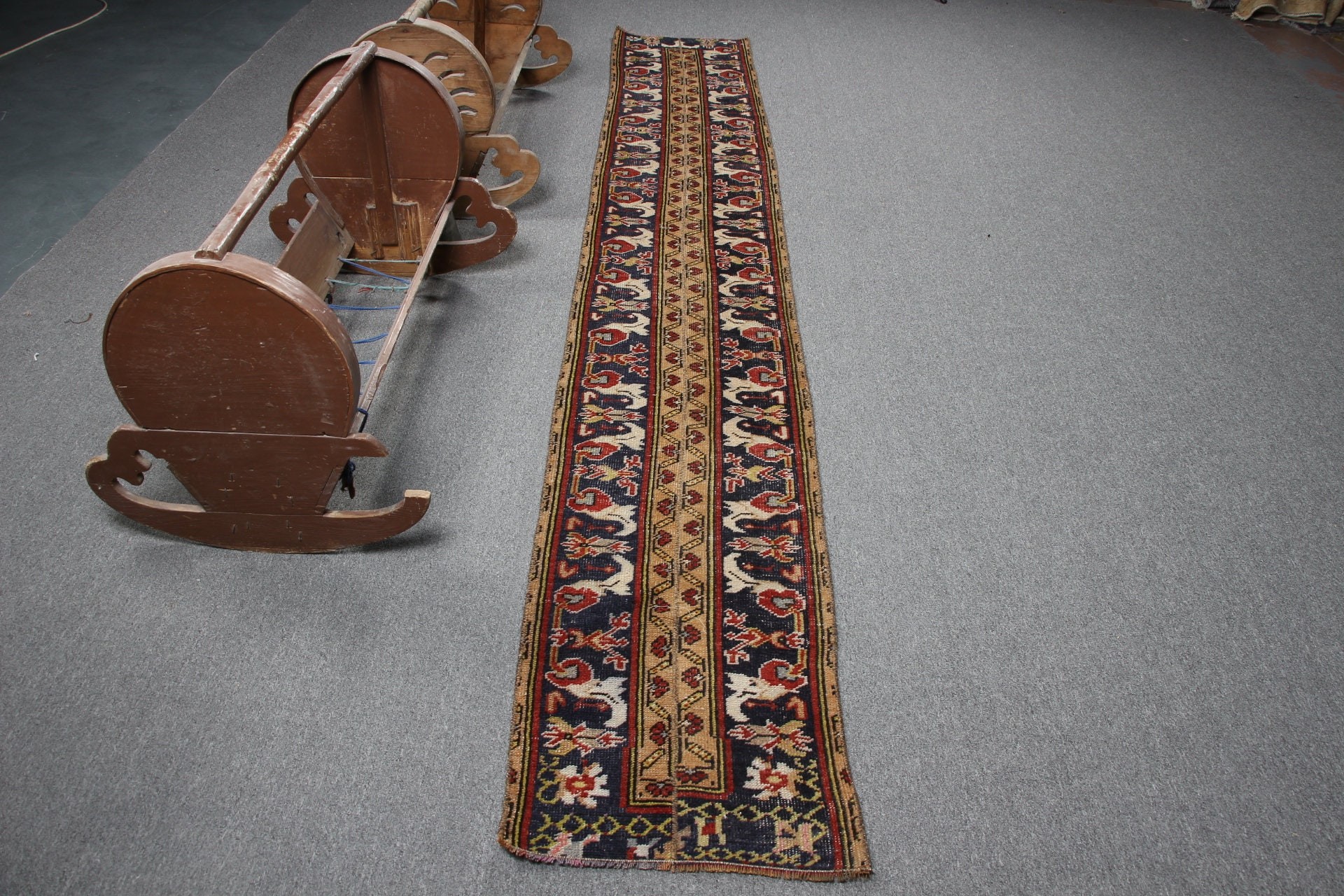 Cool Rug, Corridor Rugs, 1.7x10.9 ft Runner Rugs, Turkish Rug, Muted Rugs, Blue Kitchen Rugs, Rugs for Corridor, Vintage Rug, Oriental Rug