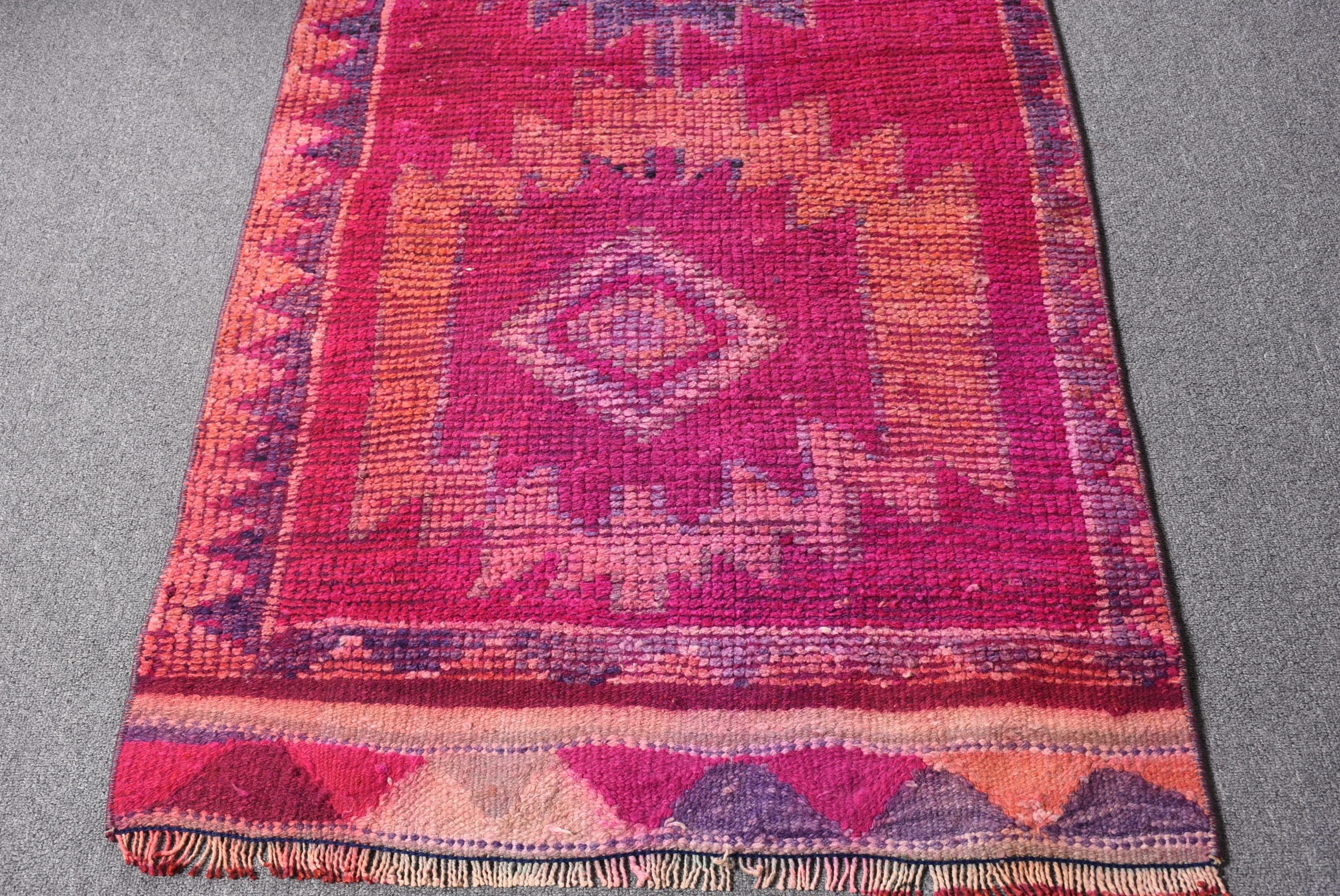 Turkish Rug, 2.6x9.4 ft Runner Rugs, Moroccan Rug, Oushak Rug, Purple Home Decor Rugs, Rugs for Corridor, Kitchen Rugs, Vintage Rug