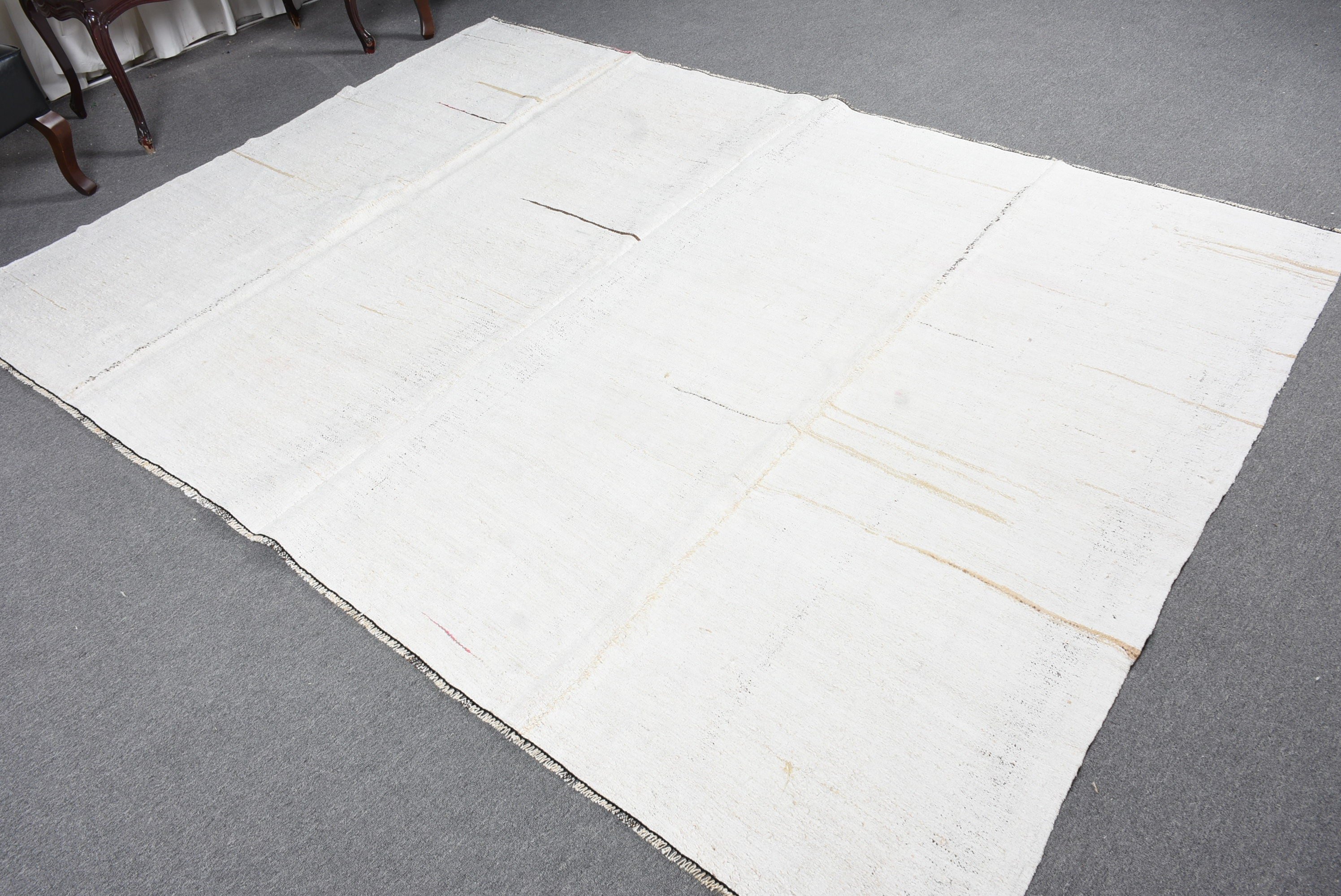 Antique Rug, Bedroom Rugs, Rugs for Salon, 9x6.5 ft Large Rug, Dining Room Rug, Turkish Rug, Vintage Rug, White Cool Rugs