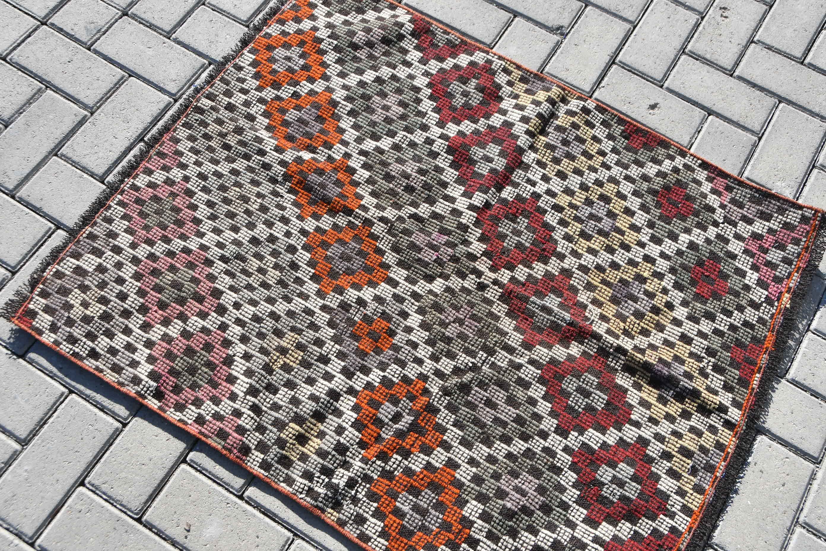 Vintage Halı, Kilim, 2.9x3.4 ft Küçük Halı, Türk Halıları, Antika Halı, Yün Halı, Duvara Asılı Halı, Soluk Halılar, Bej Oryantal Halılar, Banyo Halıları