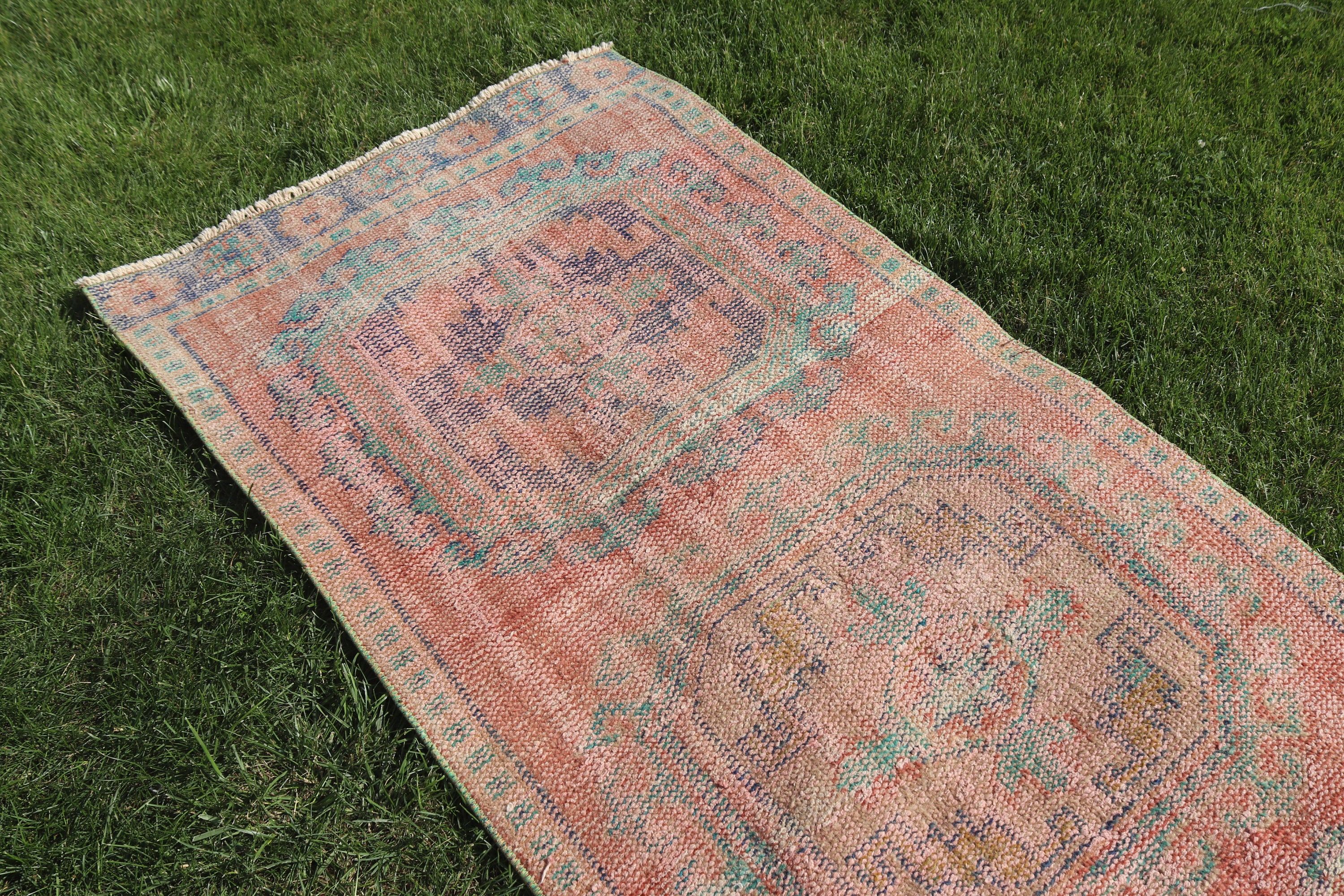 2.9x11.5 ft Runner Halı, Merdiven Halısı, Düz Dokuma Halılar, Türk Halıları, Vintage Runner Halıları, Vintage Halılar, Turuncu Yatak Odası Halısı, Fas Halıları