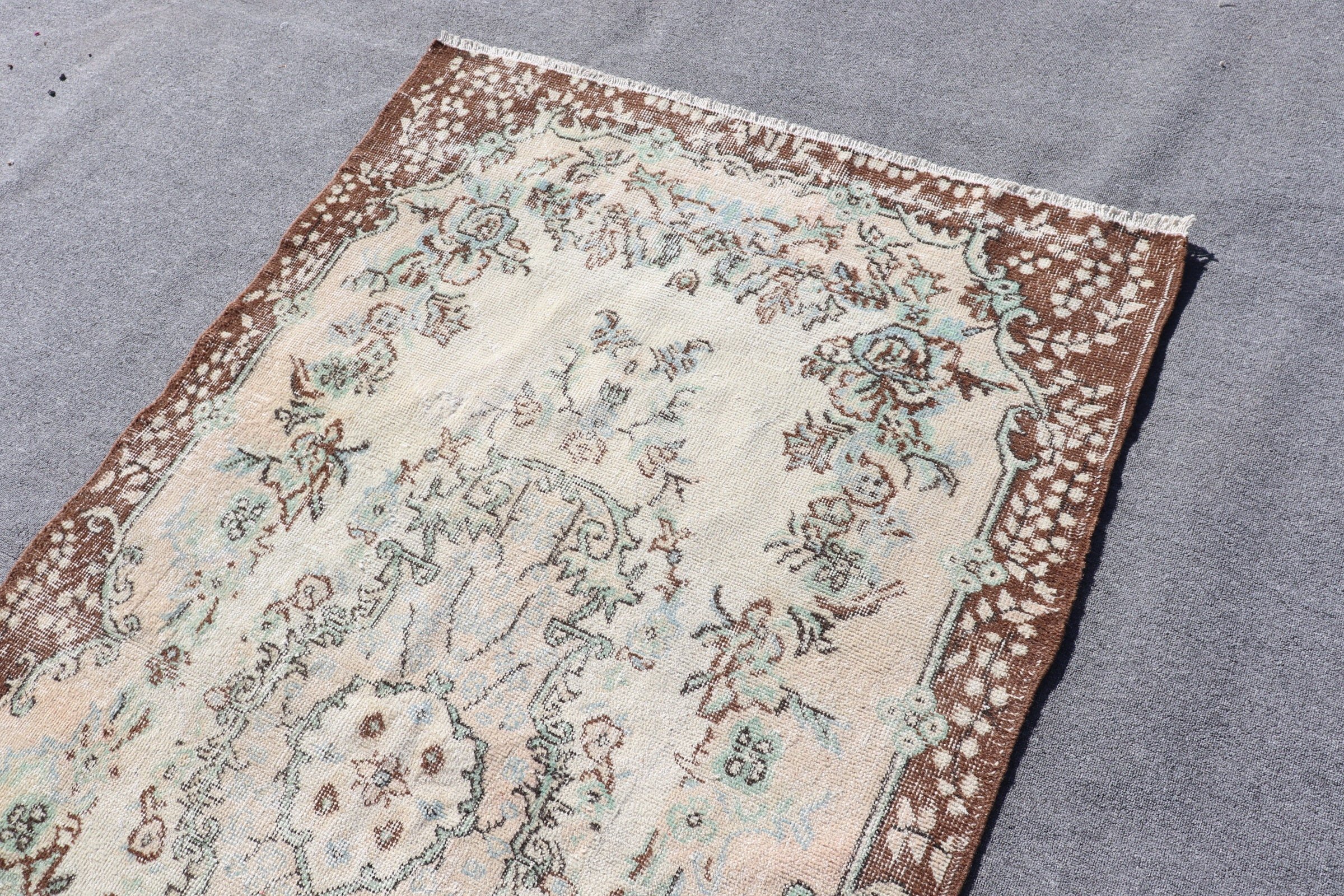 Living Room Rug, Turkish Rug, Aztec Rug, Indoor Rug, Antique Rug, Vintage Rugs, 3.7x6.6 ft Area Rugs, Beige Kitchen Rug, Kitchen Rug