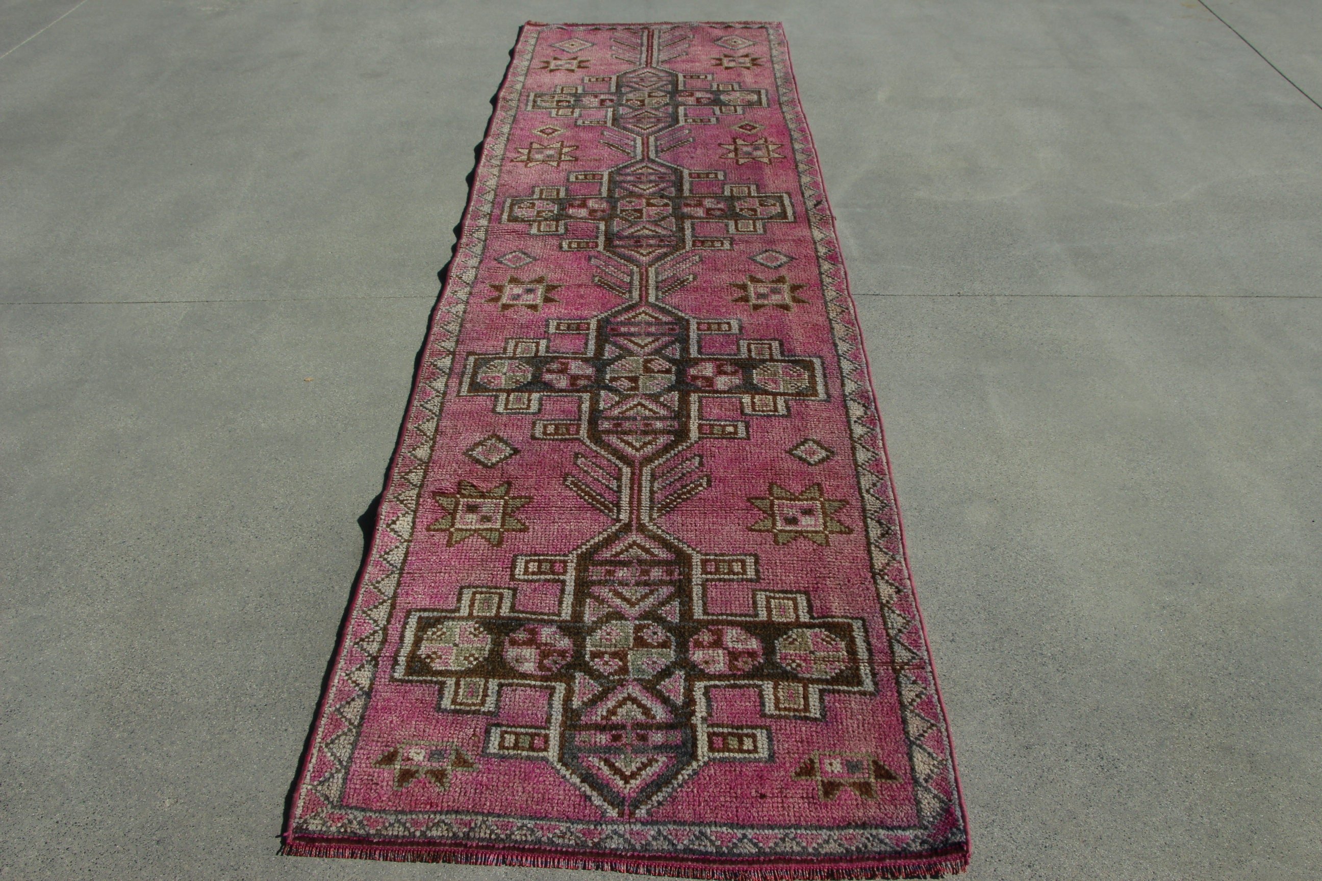 Uzun Yolluk Halıları, Lüks Halılar, Türk Halısı, 2,8x10,2 ft Koşucu Halıları, Boho Halıları, Pembe Yer Halıları, Açıklama Halısı, Vintage Halı, Koridor Halısı