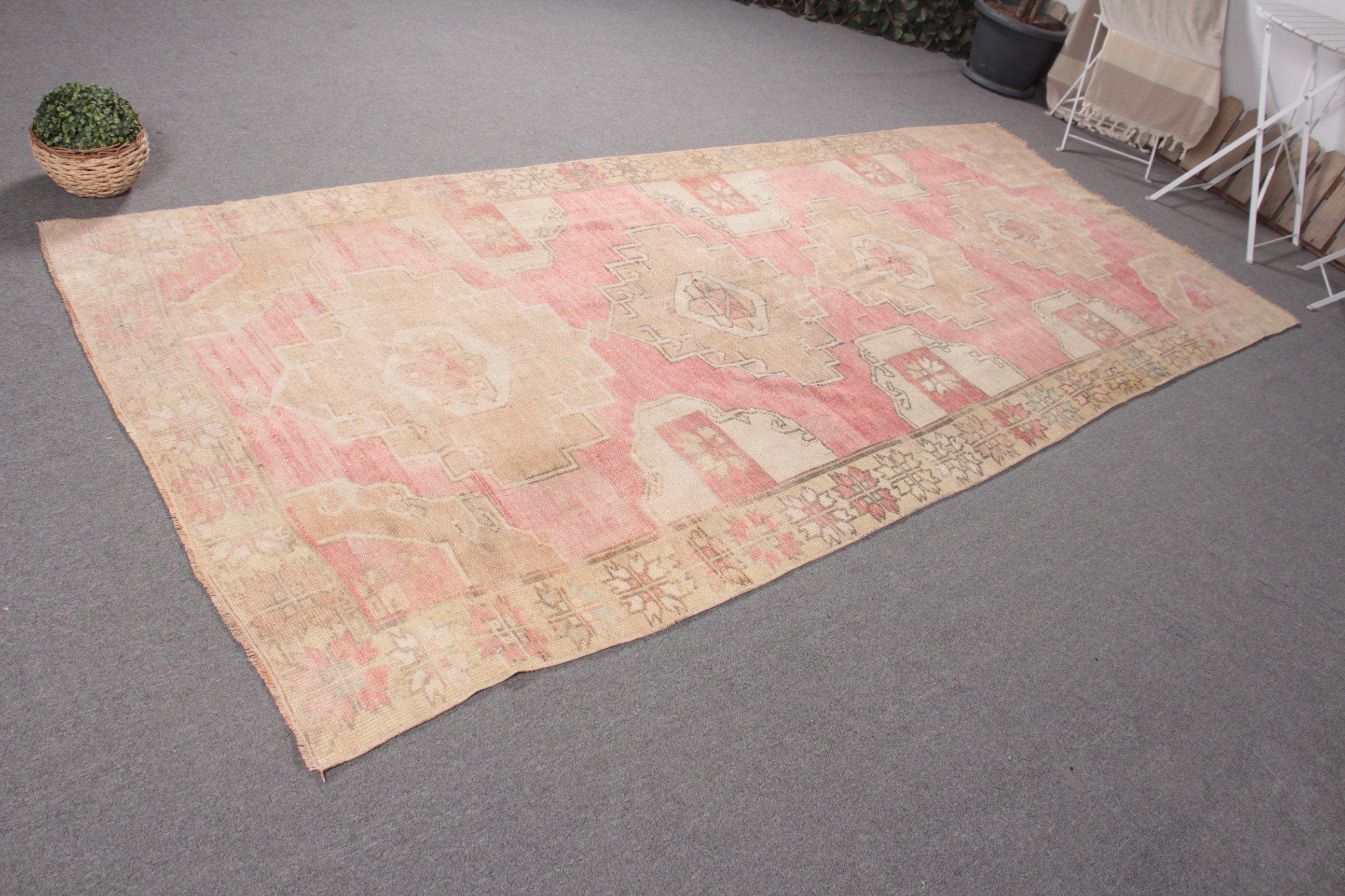 4.5x10.7 ft Large Rugs, Salon Rug, Geometric Rug, Large Vintage Rug, Turkish Rug, Vintage Rug, Boho Rug, Beige Flatweave Rugs, Oriental Rug