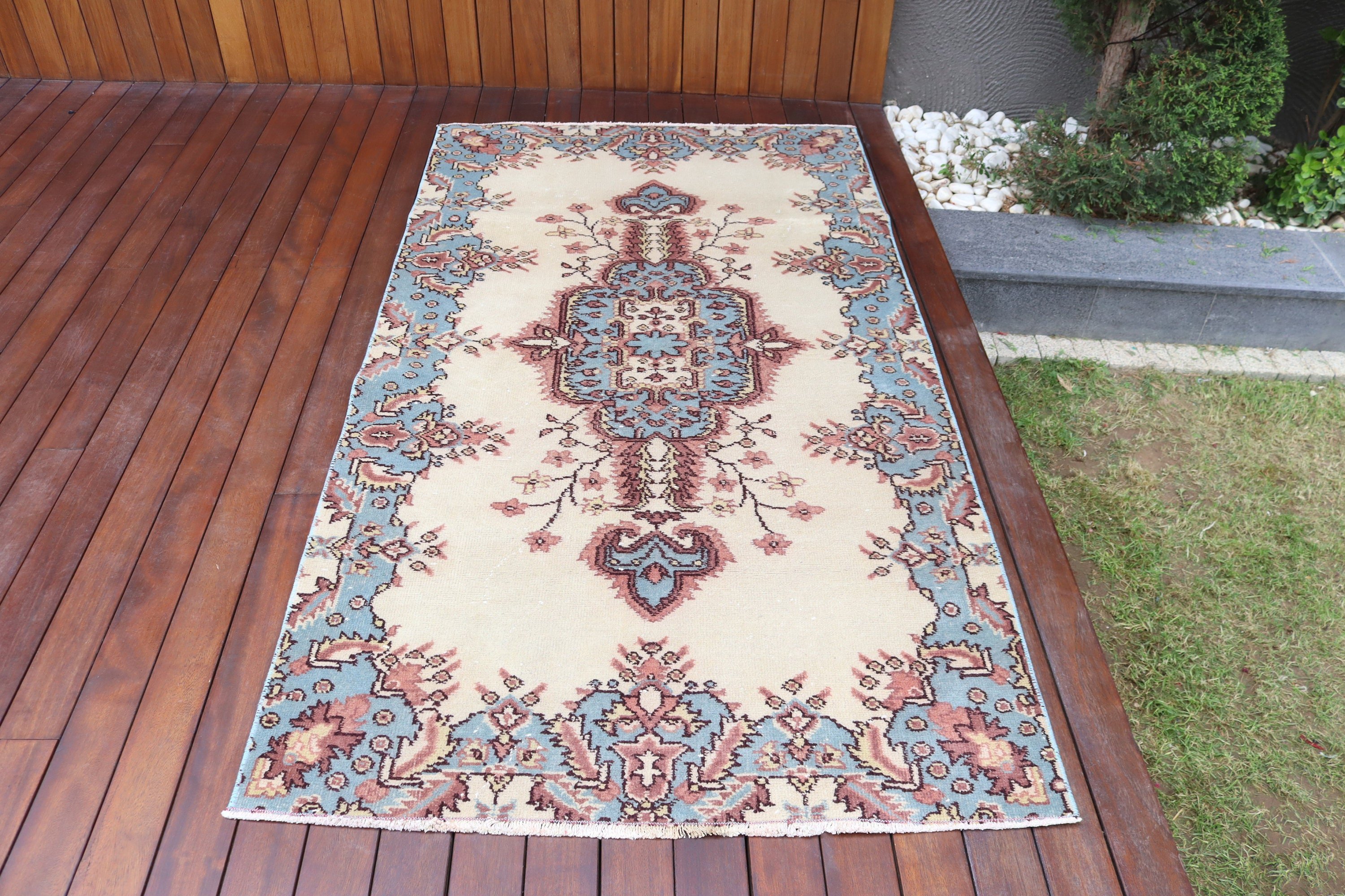 Antique Rug, Turkish Rug, Floor Rug, Vintage Rug, 3.6x6.6 ft Accent Rug, Beige Bedroom Rug, Vintage Accent Rugs, Aztec Rug, Kitchen Rugs