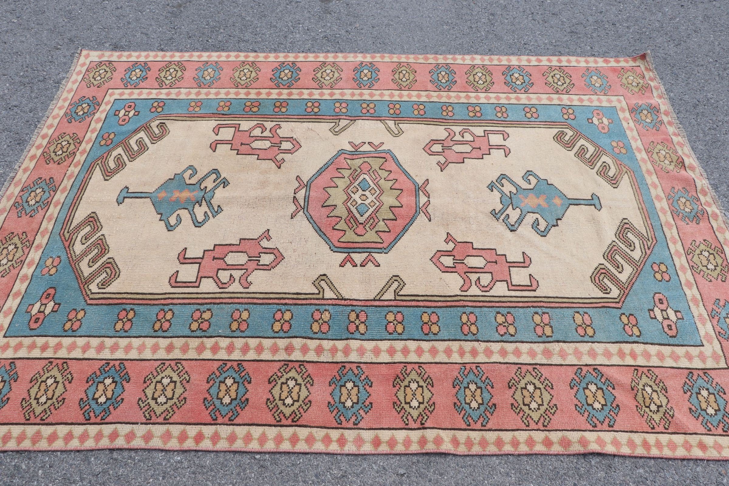 Rugs for Dining Room, Kitchen Rugs, Bedroom Rug, Turkish Rug, Beige Anatolian Rugs, 5.1x7.1 ft Area Rugs, Vintage Rug