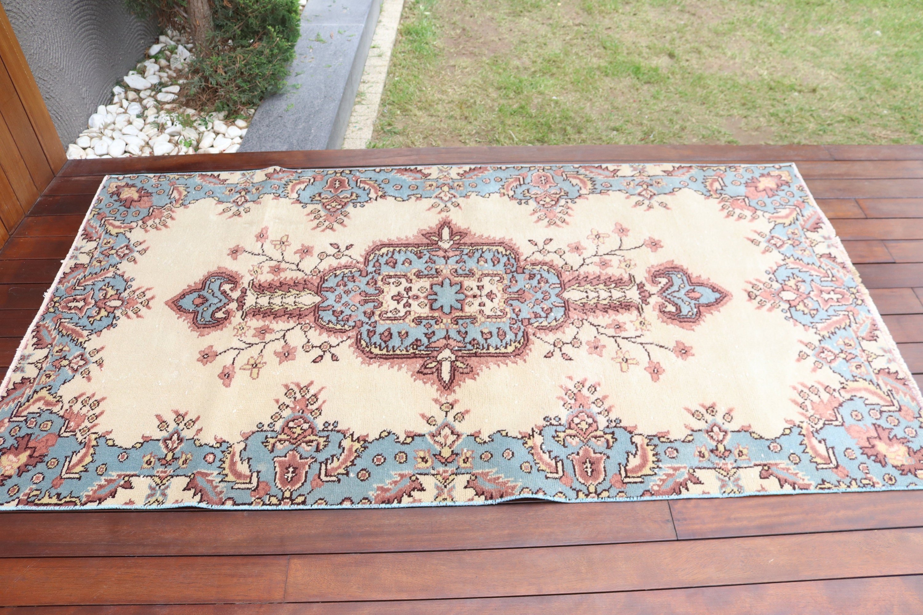 Antique Rug, Turkish Rug, Floor Rug, Vintage Rug, 3.6x6.6 ft Accent Rug, Beige Bedroom Rug, Vintage Accent Rugs, Aztec Rug, Kitchen Rugs