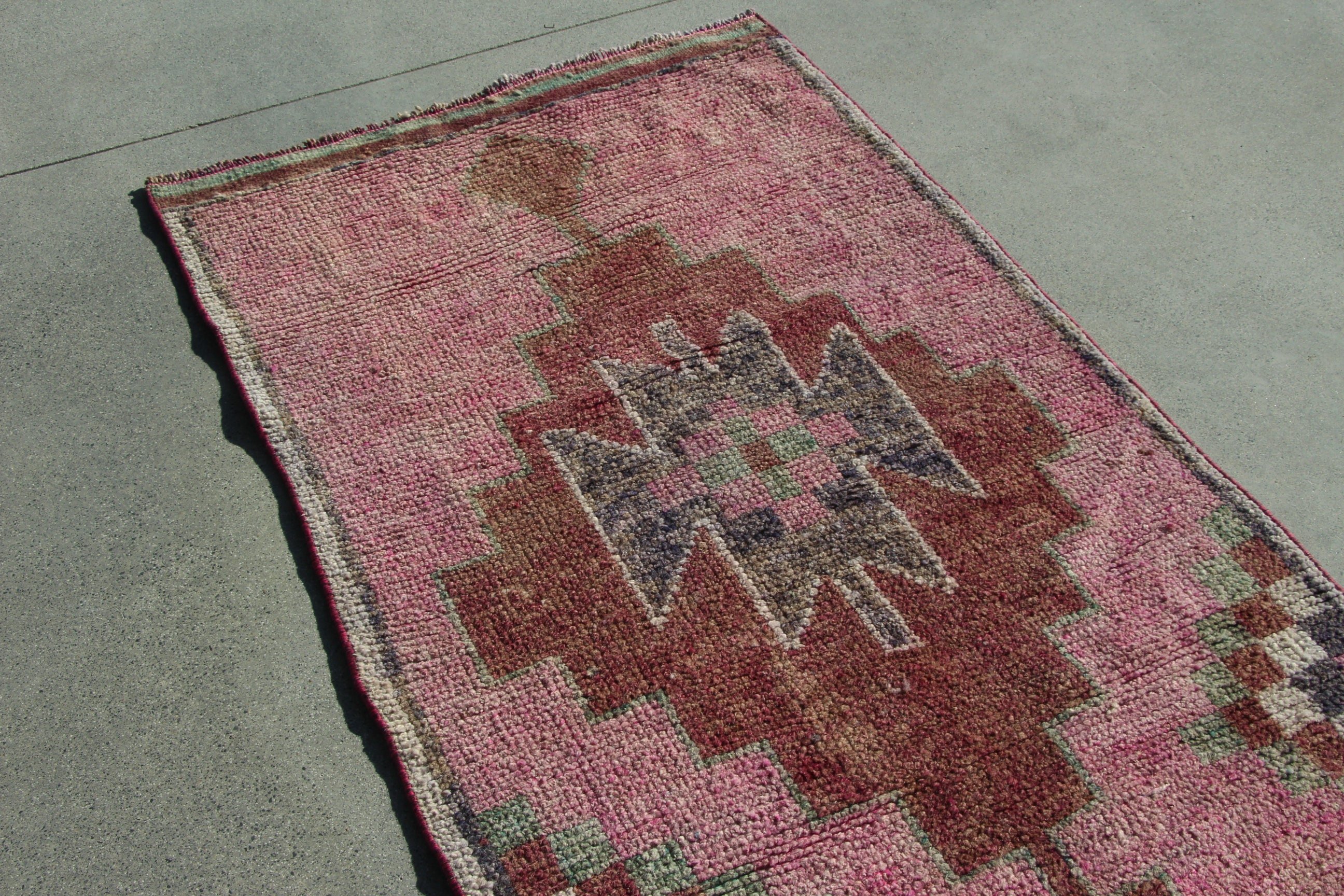 Pink Luxury Rugs, Cool Rug, 2.9x12 ft Runner Rugs, Aesthetic Rug, Vintage Rugs, Turkish Rug, Stair Rugs, Kitchen Rug, Corridor Rug