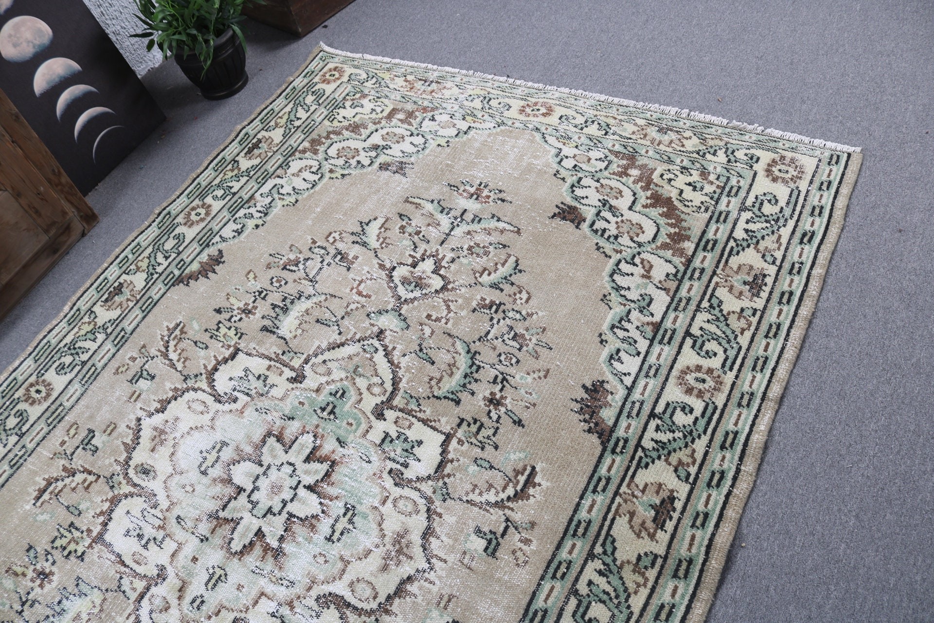 Türk Halısı, Kahverengi Lüks Halılar, Anadolu Halısı, 5,5x8,4 ft Büyük Halılar, Büyük Vintage Halı, Büyük Boho Halıları, Oryantal Halı, Vintage Halılar