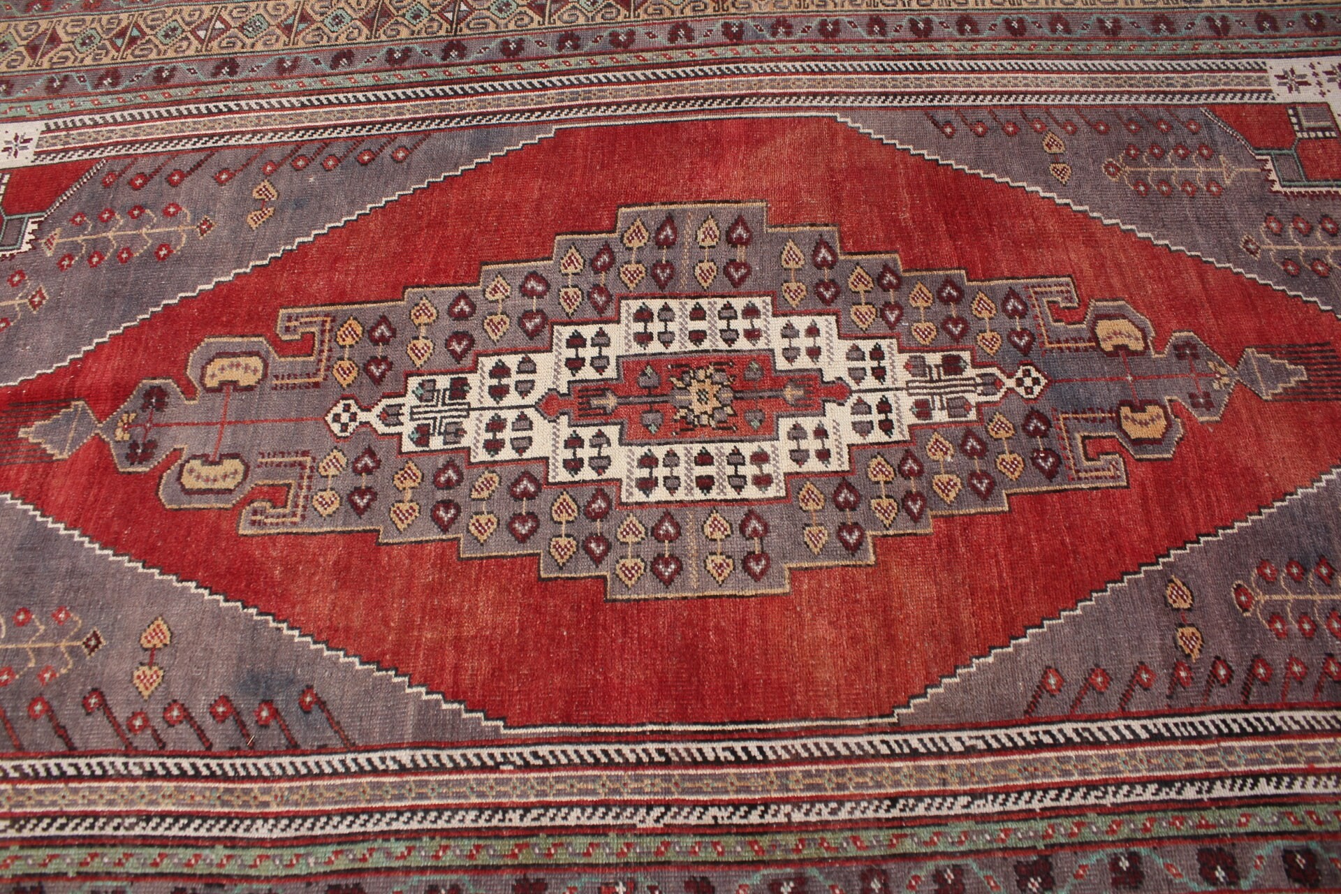 Mutfak Halısı, Oturma Odası Halıları, Etnik Halı, 5.4x10.3 ft Büyük Halılar, Yün Halılar, Türk Halısı, Vintage Halı, Yemek Odası Halısı, Kırmızı Ev Dekor Halısı