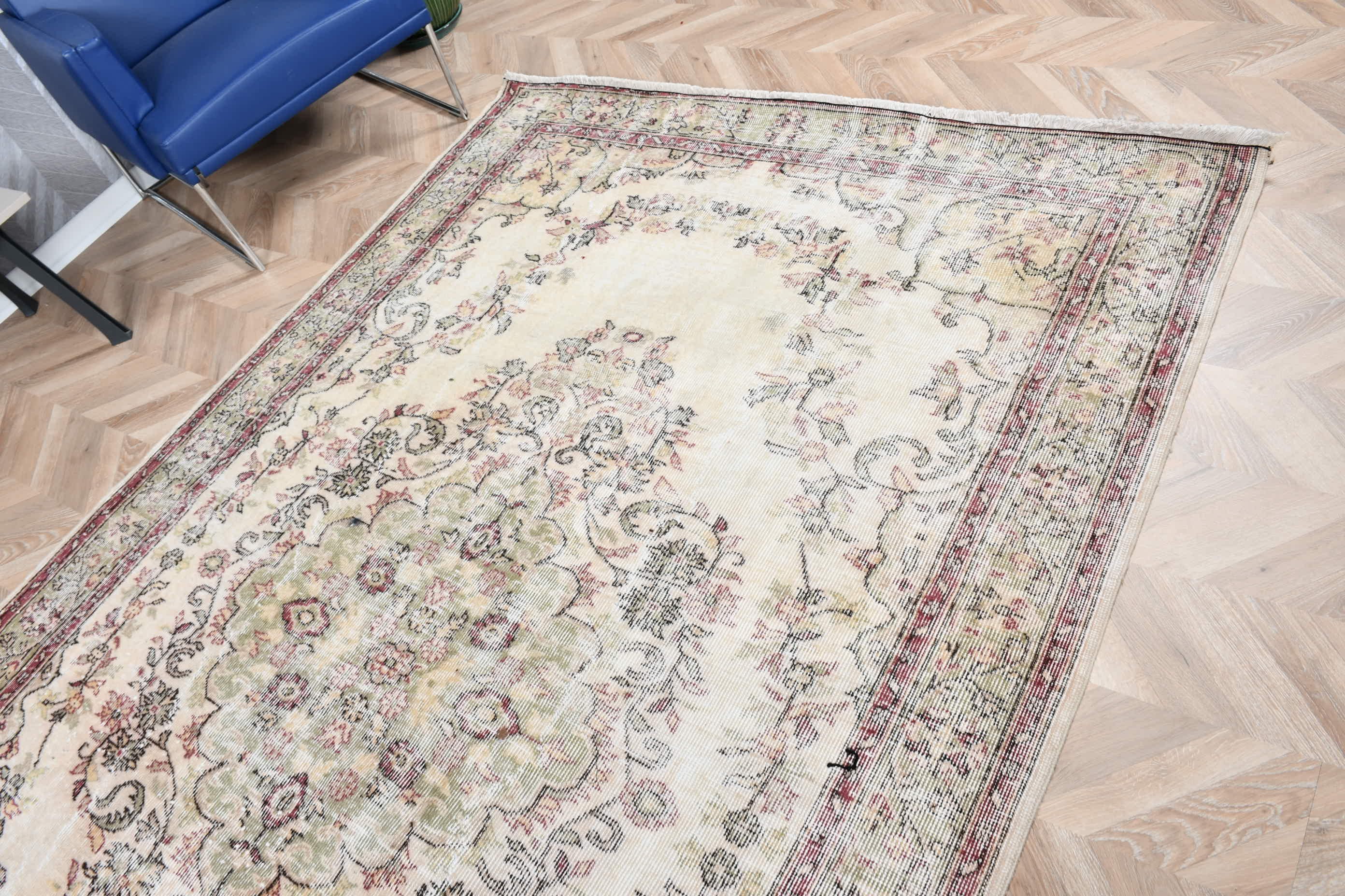 Yemek Odası Halısı, Boho Halısı, Türk Halısı, Vintage Halılar, Bej Ev Dekorasyonu Halısı, 5.9x9.2 ft Büyük Halı, Oturma Odası Halısı, Yün Halısı, Ev Dekorasyonu Halısı