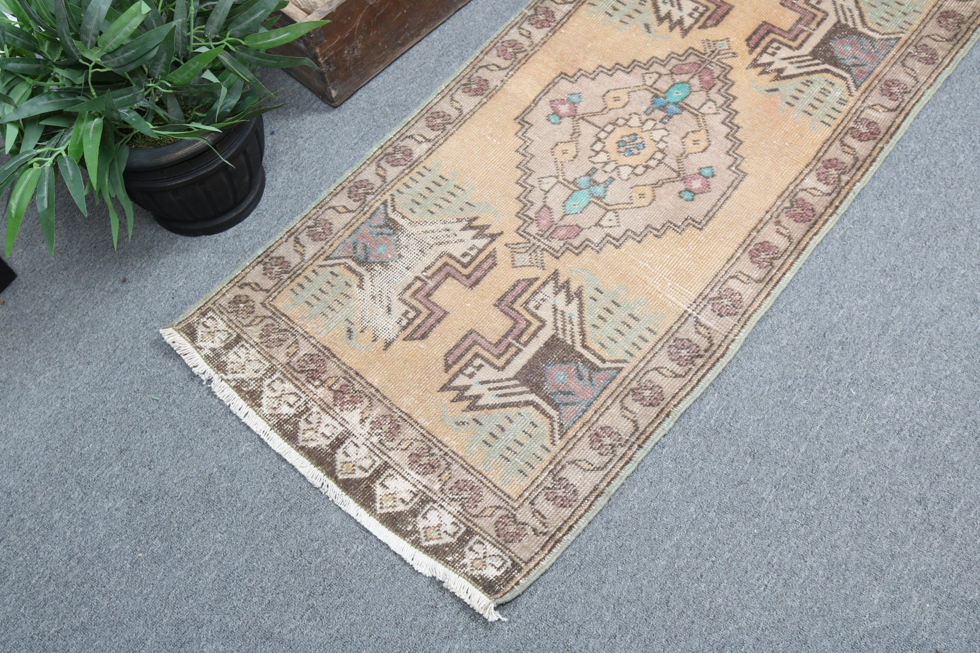 Turkish Rugs, Statement Rug, Vintage Rugs, Entry Rugs, 1.8x3.5 ft Small Rug, Kitchen Rug, Boho Rugs, Brown Flatweave Rugs, Wall Hanging Rug