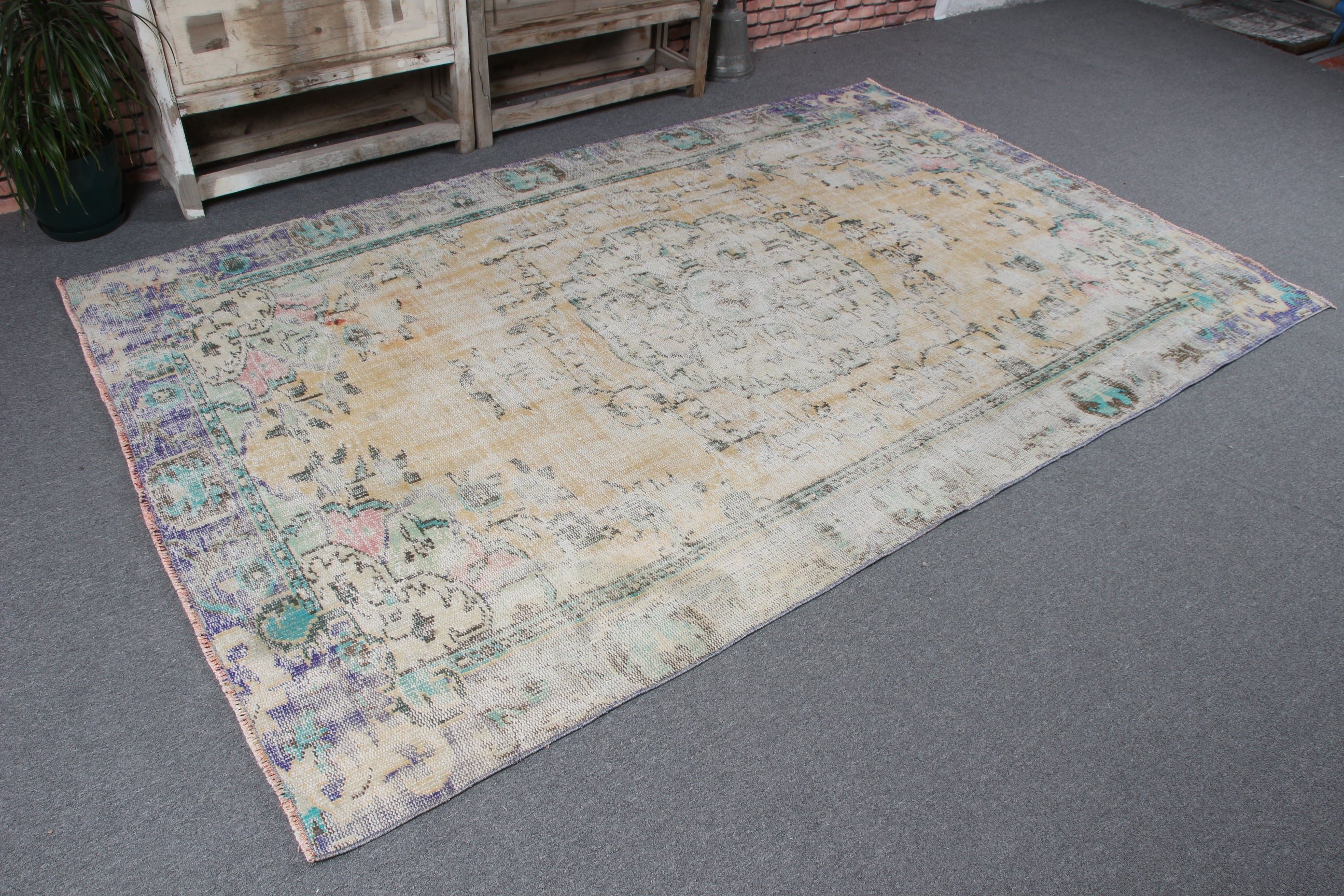 Large Vintage Rug, 5.3x8.3 ft Large Rug, Vintage Rugs, Oriental Rugs, Turkish Rugs, Large Boho Rug, Yellow Antique Rug